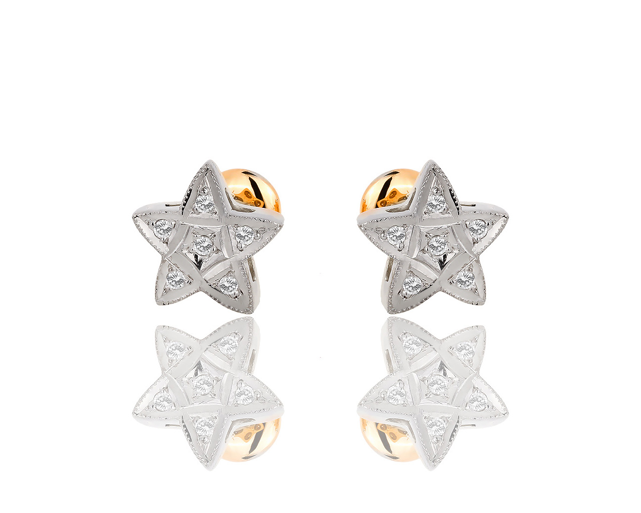 Стильные золотые серьги с бриллиантами 0.15ct Стильные золотые серьги с бриллиантами 0.15ct