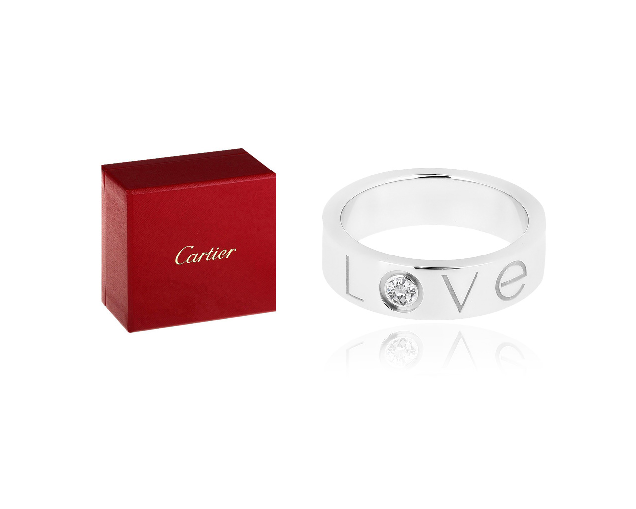 Золотое кольцо с бриллиантом 0.10ct Cartier Love