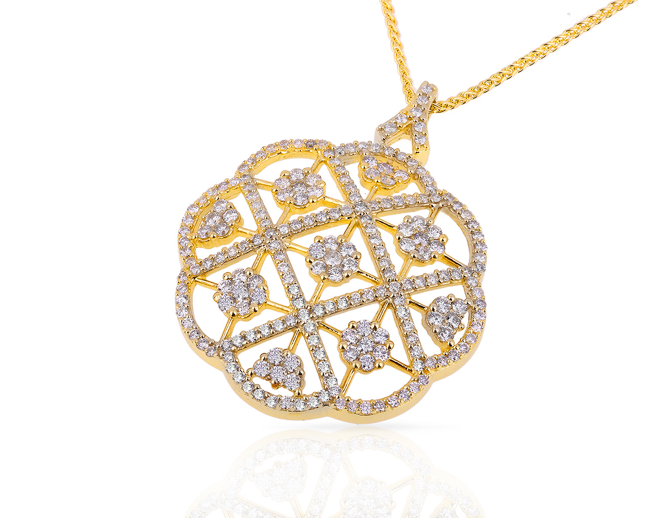 Красивая золотая подвеска с бриллиантами 1.90ct 140418/11