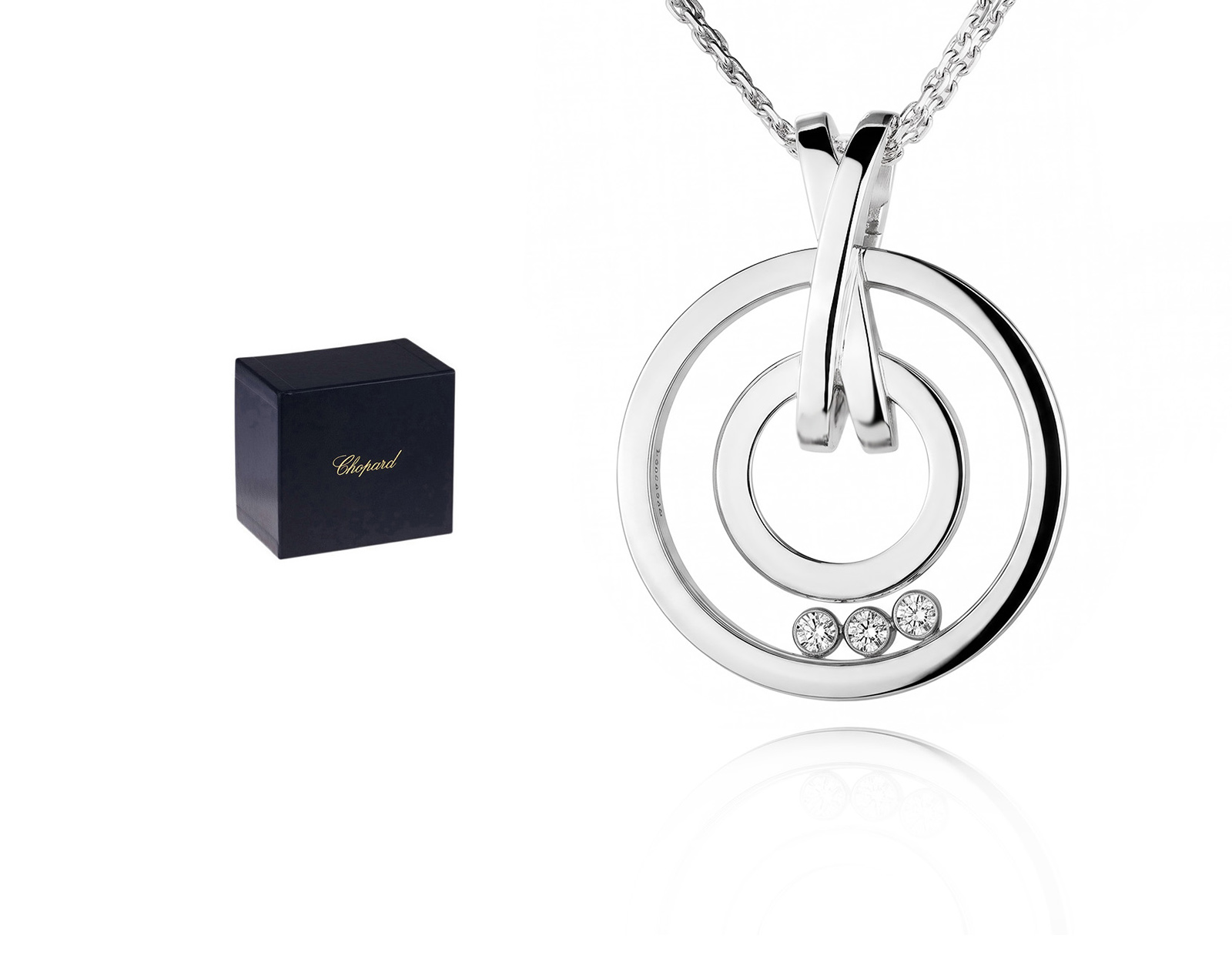 Оригинальный золотой кулон с бриллиантами 0.15ct Chopard Happy Diamonds