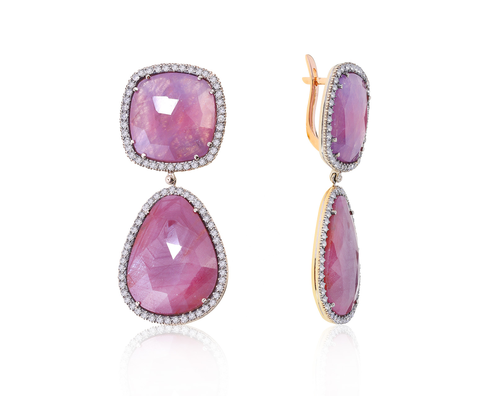 Женственные золотые серьги с розовыми сапфирами 21.11ct 290921/3