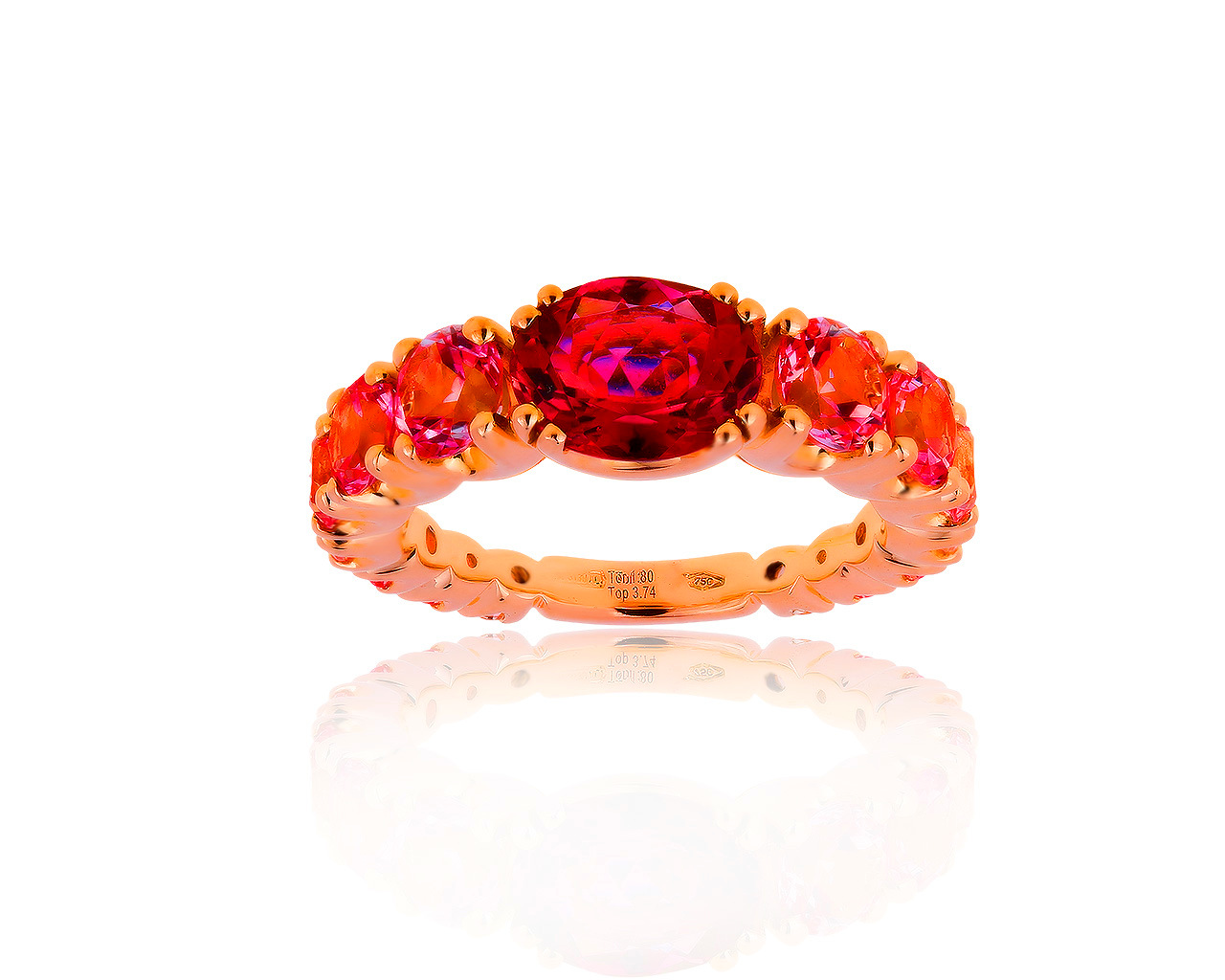 Королевское золотое кольцо с турмалинами 3.91ct Crivelli