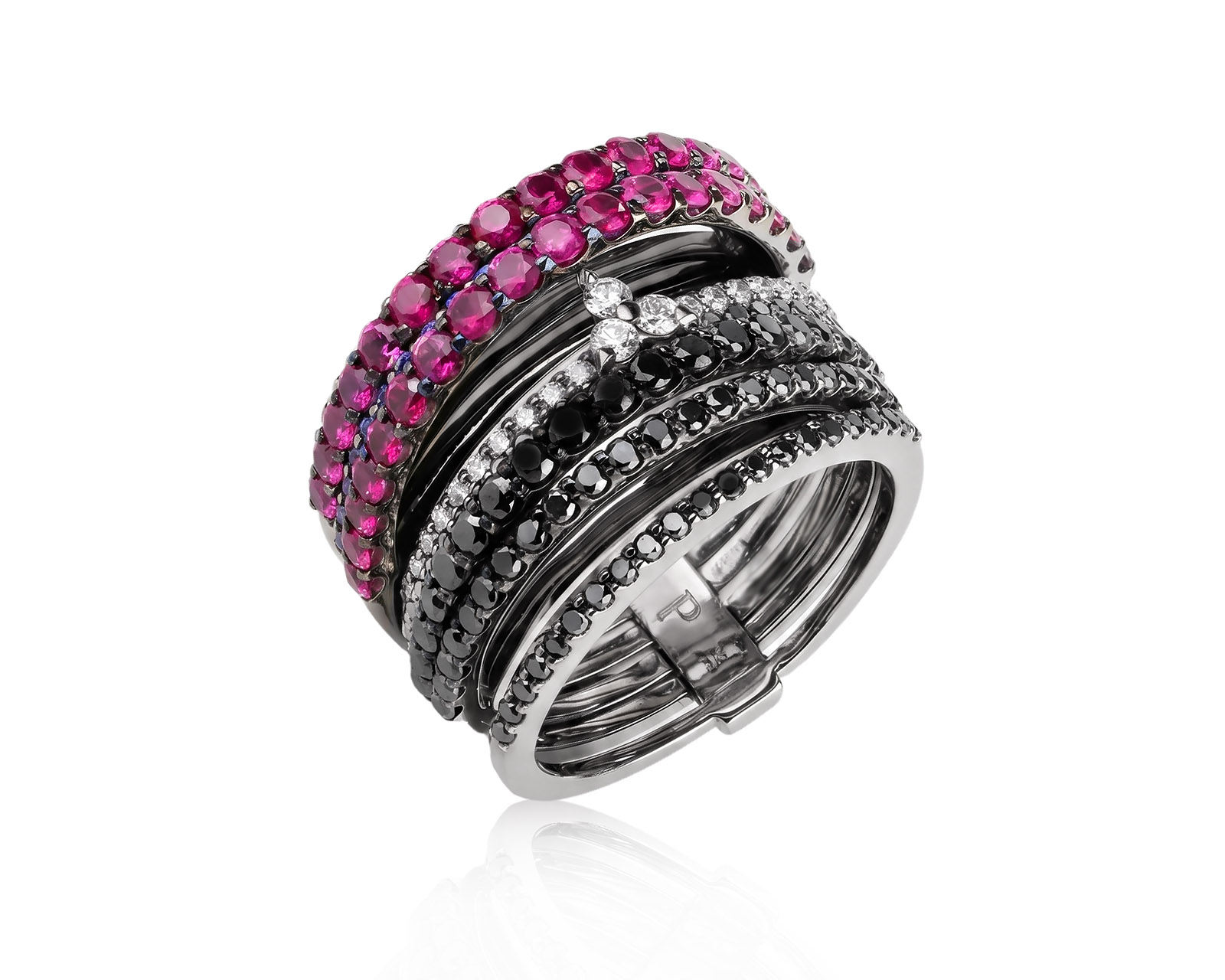 Золотое кольцо с рубинами 1.36ct и бриллиантами 1.36ct 130326/8