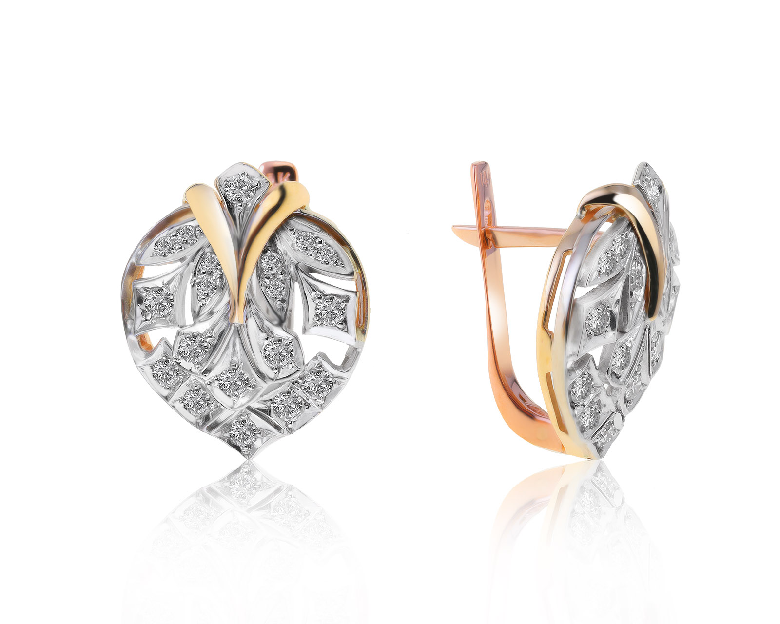 Прелестные золотые серьги с бриллиантами 1.08ct 200721/7