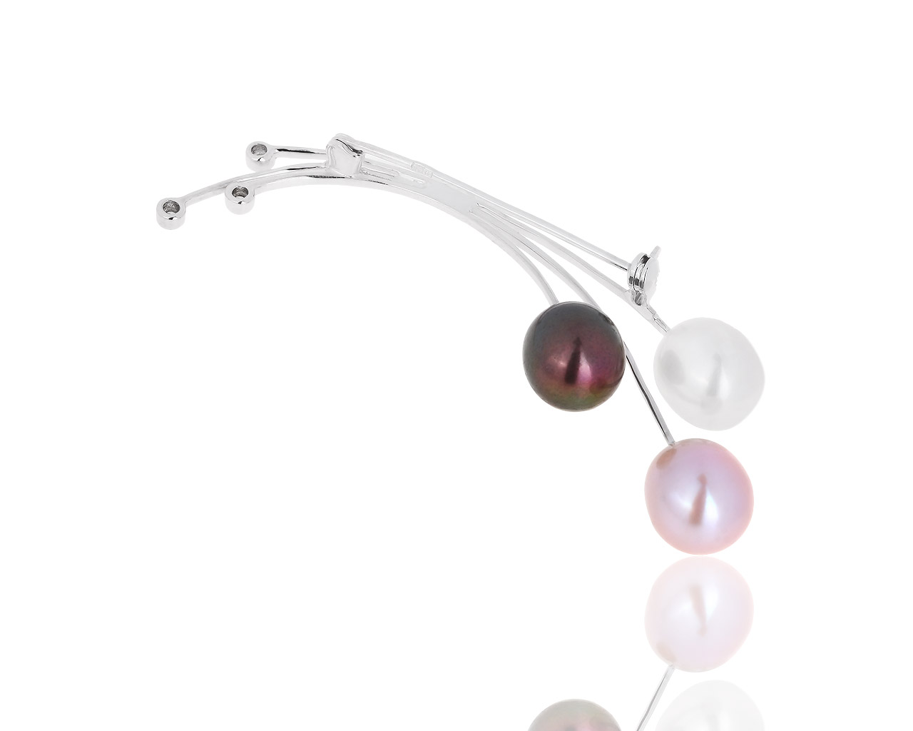 Золотая брошь с жемчугом и бриллиантами 0.03ct 280918/16