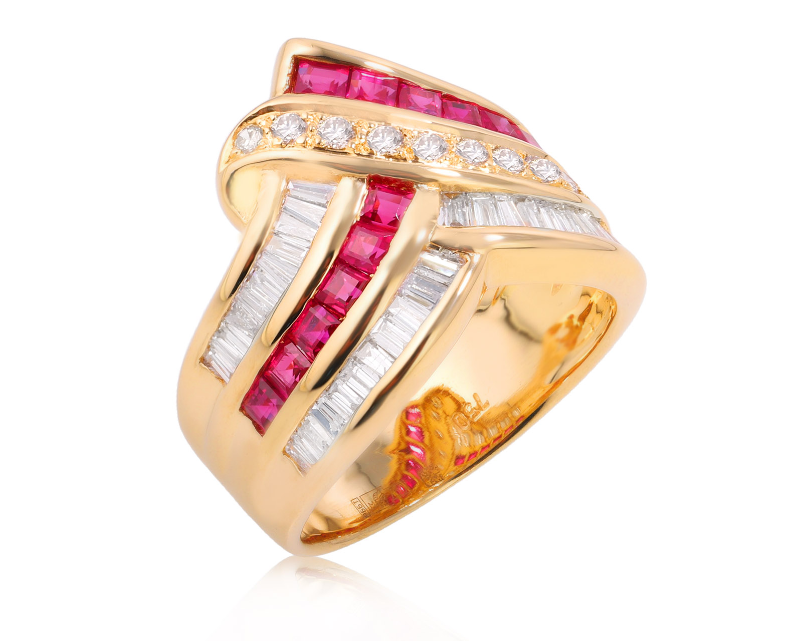 Золотое кольцо с рубинами 0.91ct и бриллиантами 0.80ct 181025/14