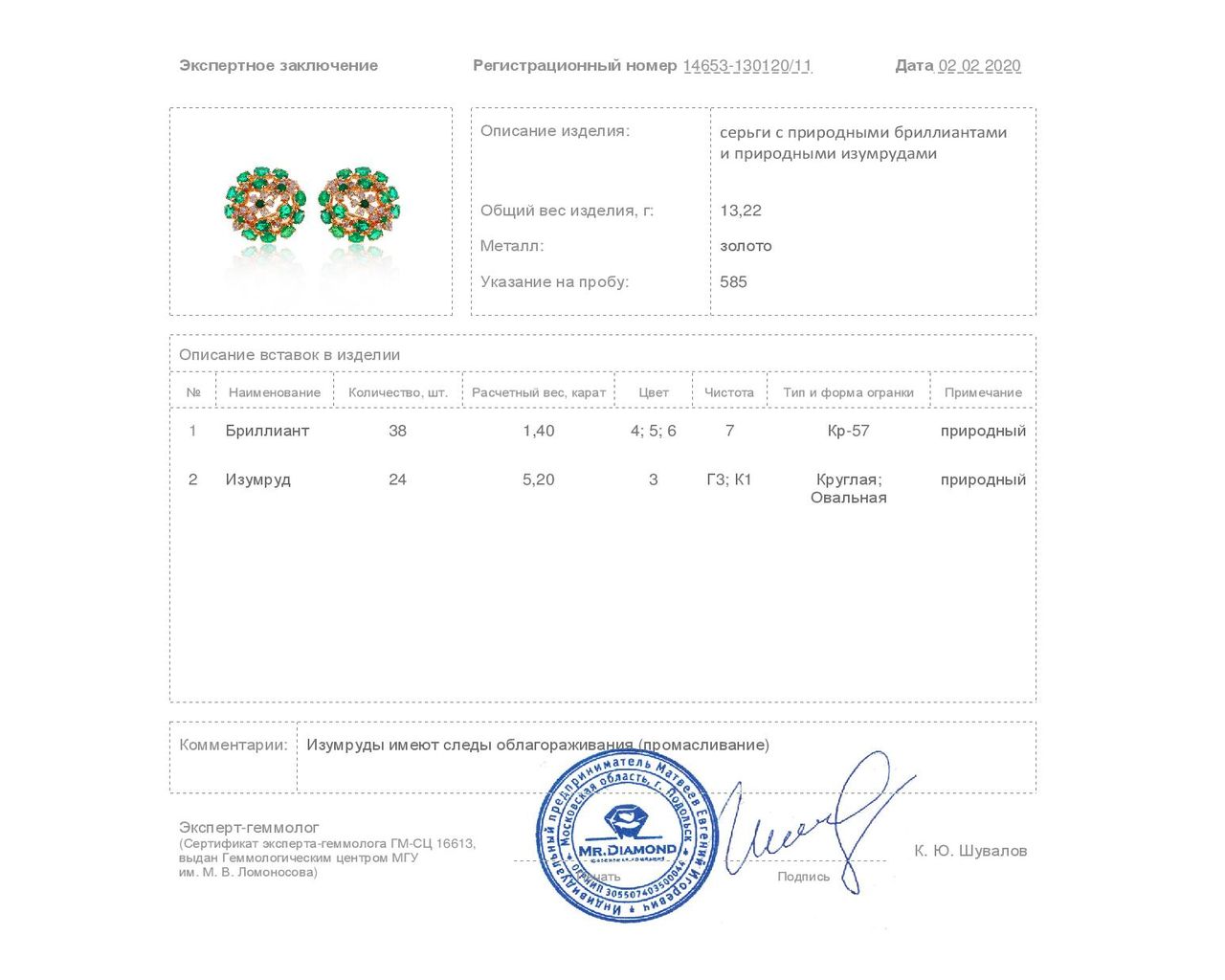 Великолепные золотые серьги с изумрудами 5.20ct