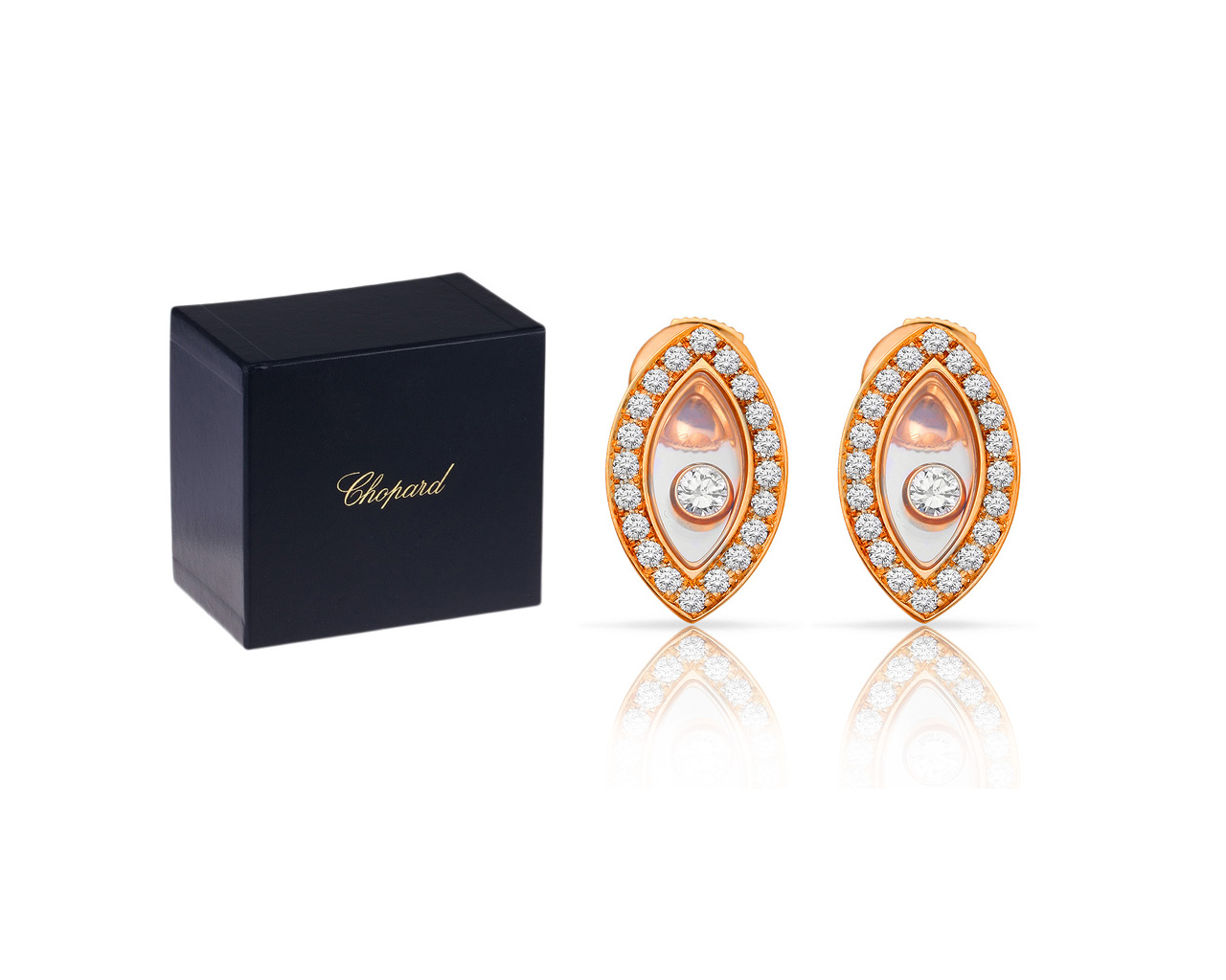 Золотые серьги с бриллиантами 0.59ct Chopard Happy Diamonds