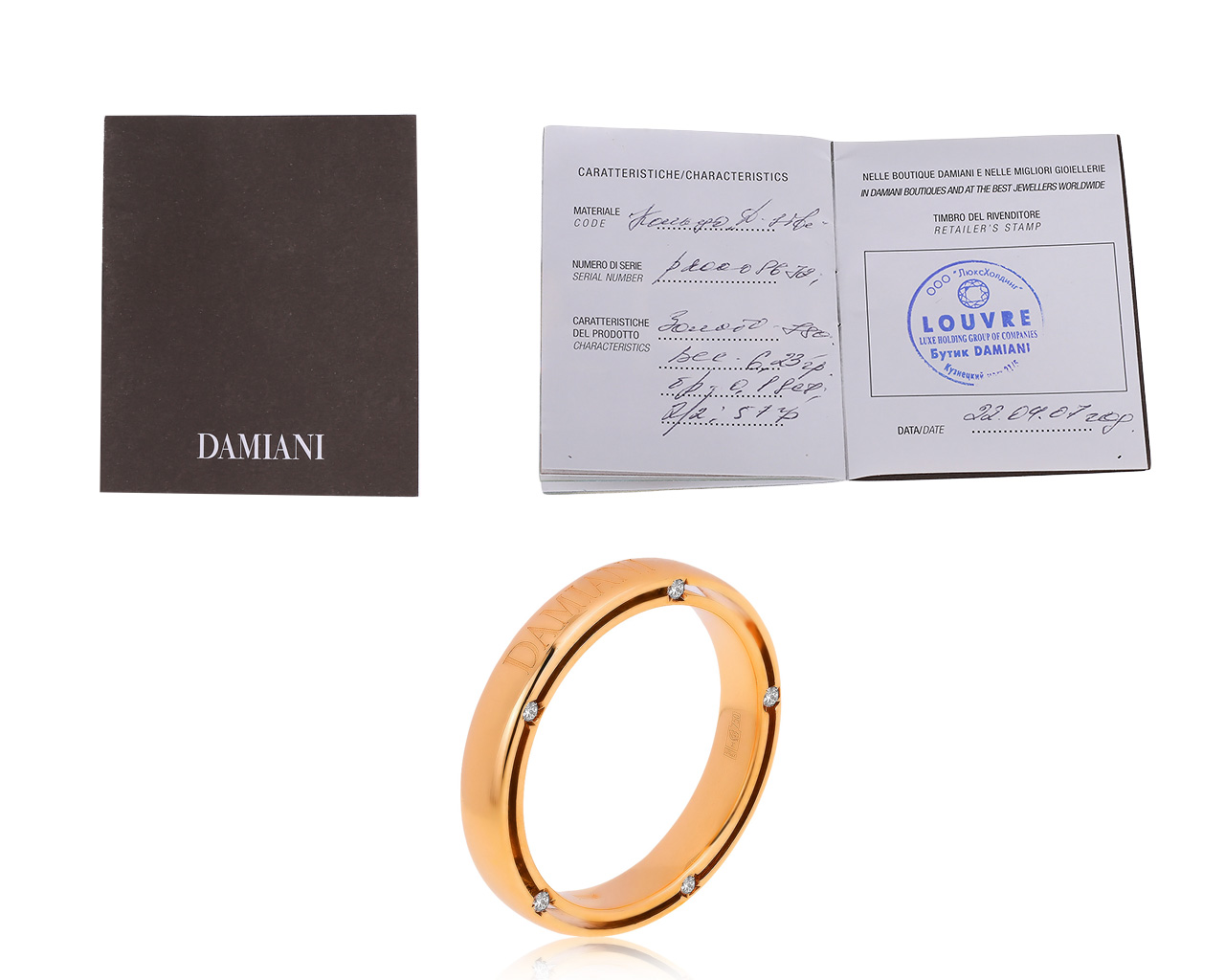 Оригинальное золотое кольцо с бриллиантами 0.10ct Damiani D.Side