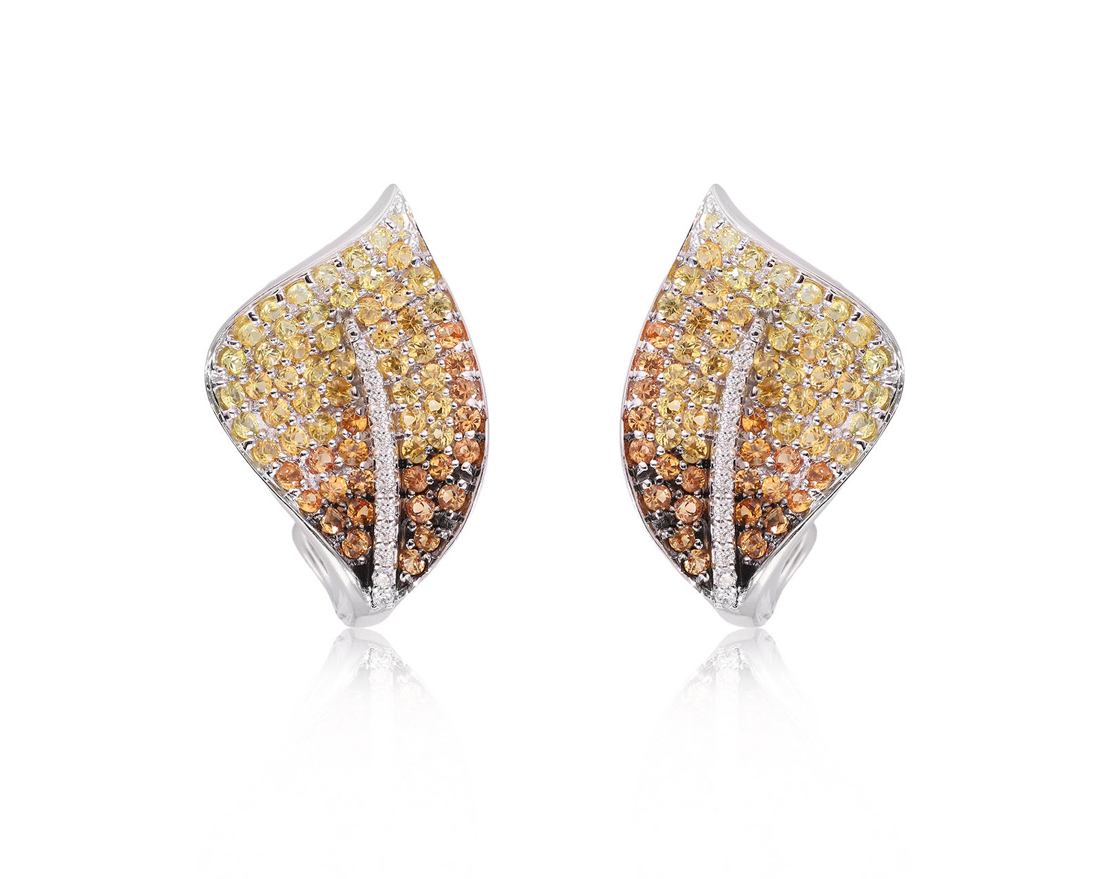 Золотые серьги с сапфирами 1.75ct и бриллиантами 0.11ct 221025/4