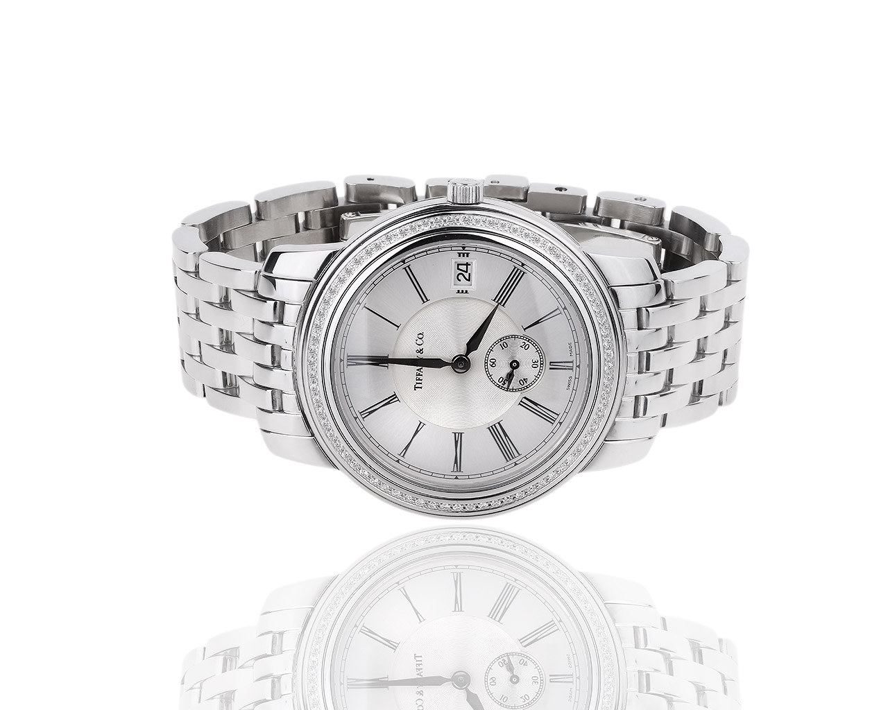 Прекрасные часы с бриллиантами 0.45ct Tiffany&Co Atlas 041018/2