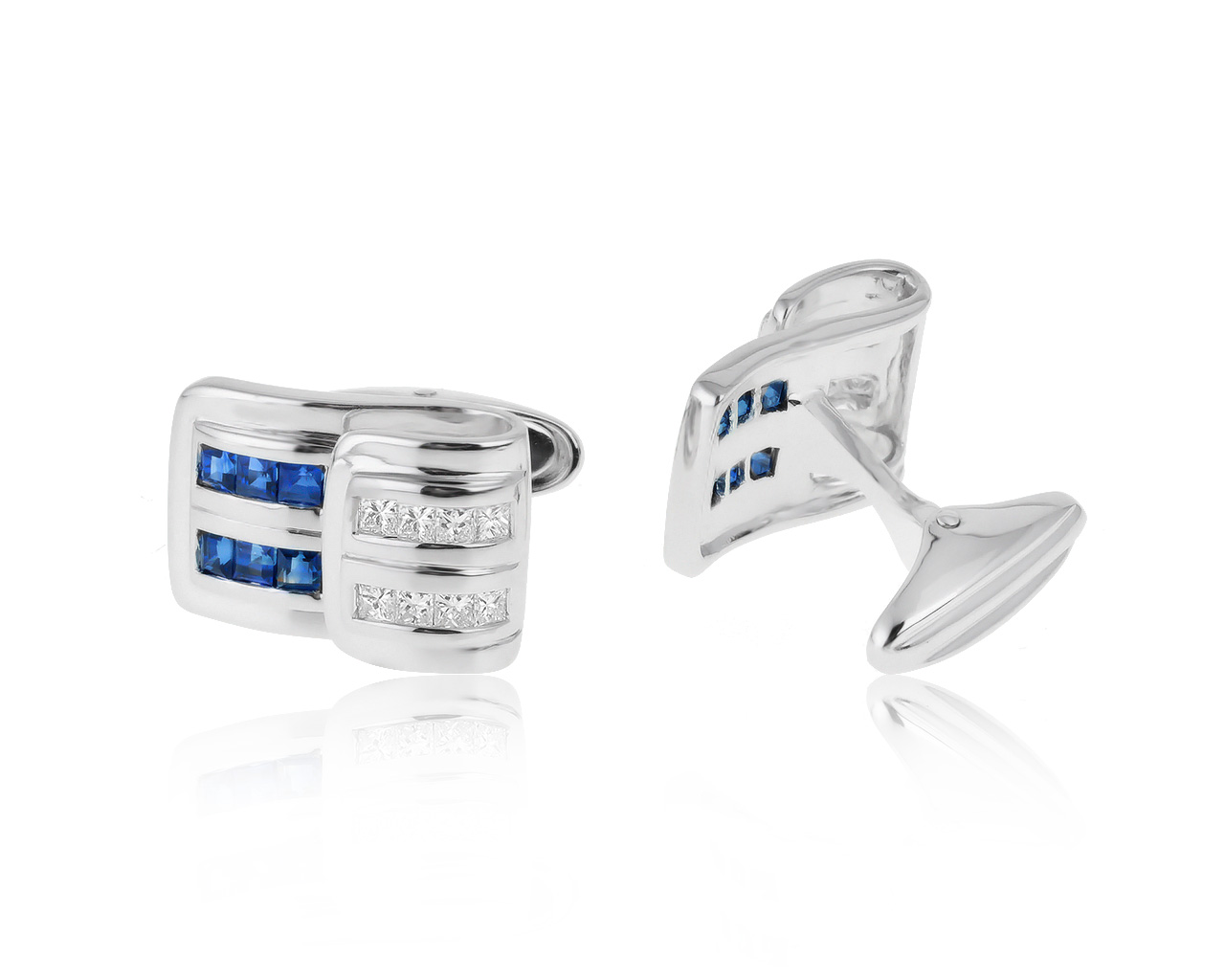 Престижные золотые запонки с сапфирами 1.21ct 010621/32 Престижные золотые запонки с сапфирами 1.21ct 010621/32