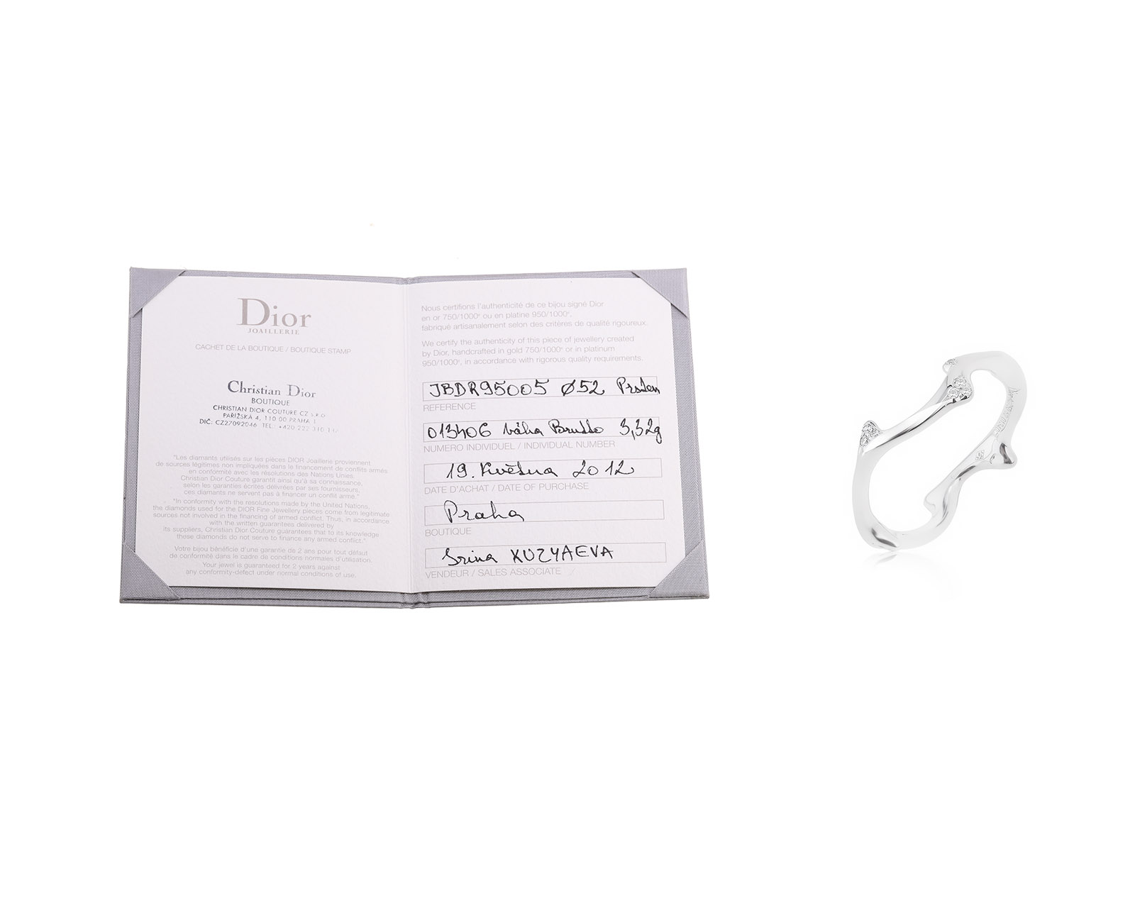 Оригинальное золотое кольцо с бриллиантами 0.11ct Dior Bois De Rose