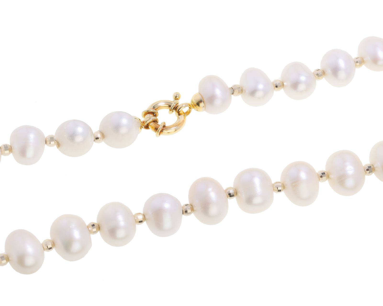 Женственное золотое колье с жемчугом 8-10 мм 110522/2