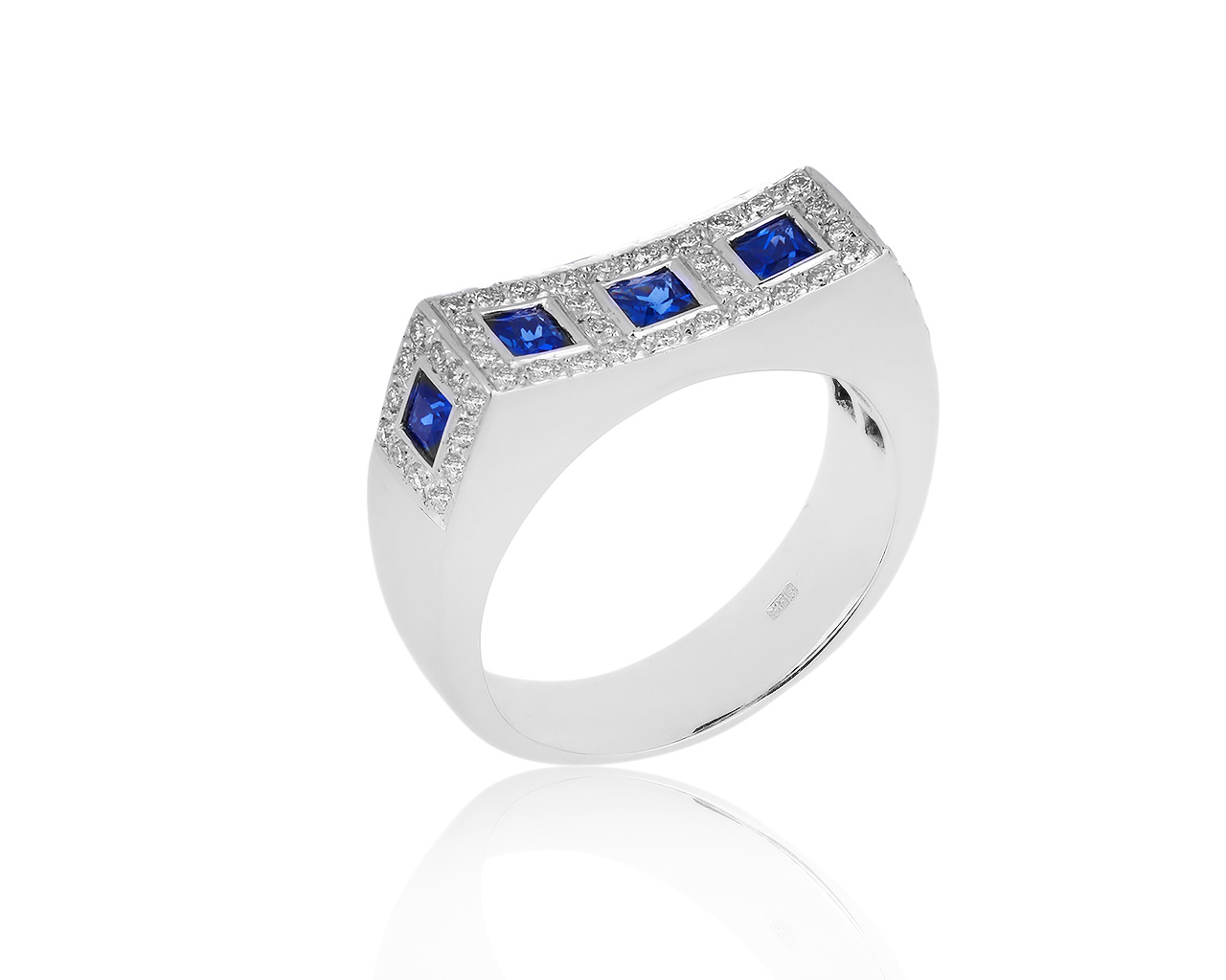 Солидное золотое кольцо с сапфирами 0.55ct 060120/1