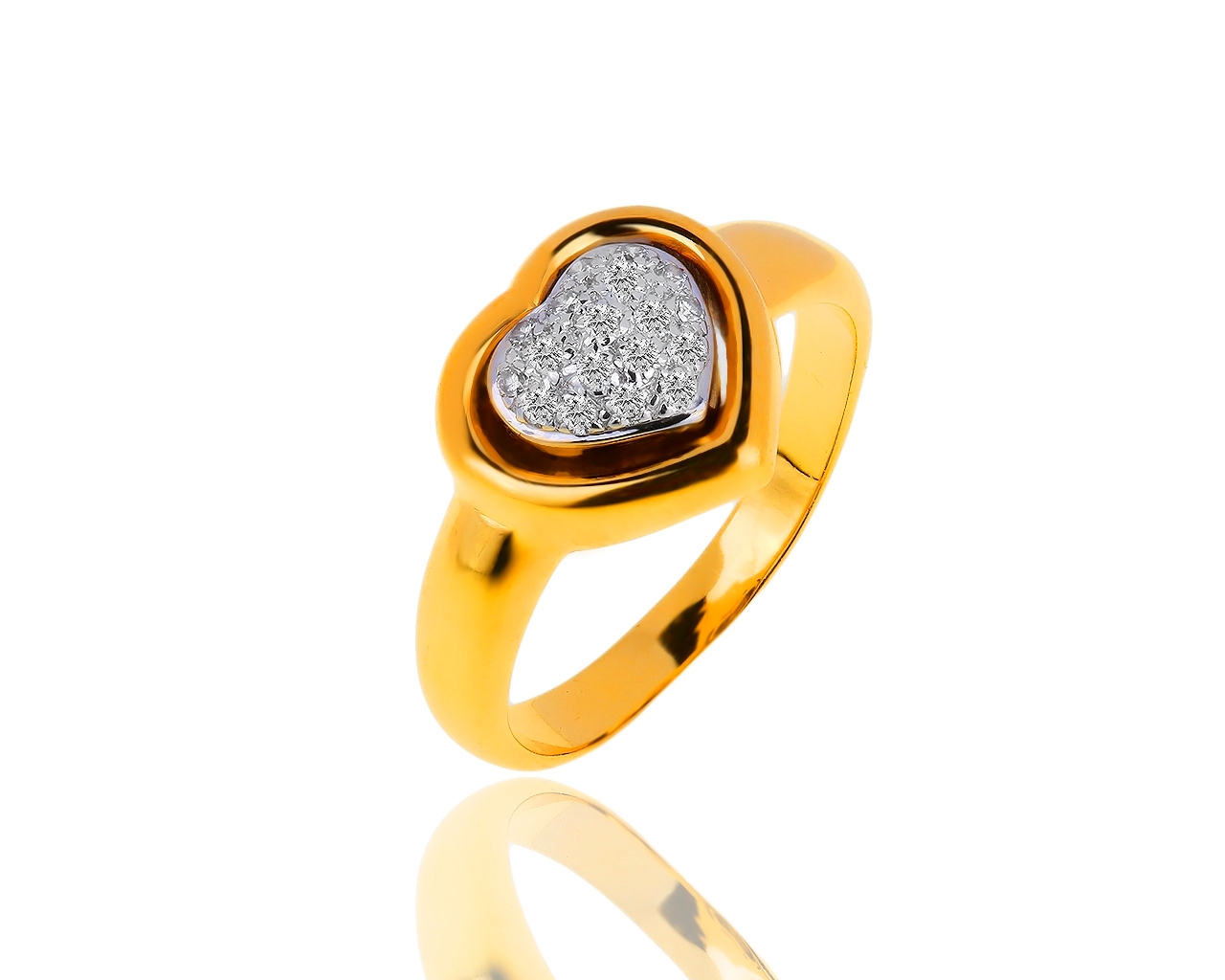 Золотое кольцо-сердце с бриллиантами 0.20ct 020319/22