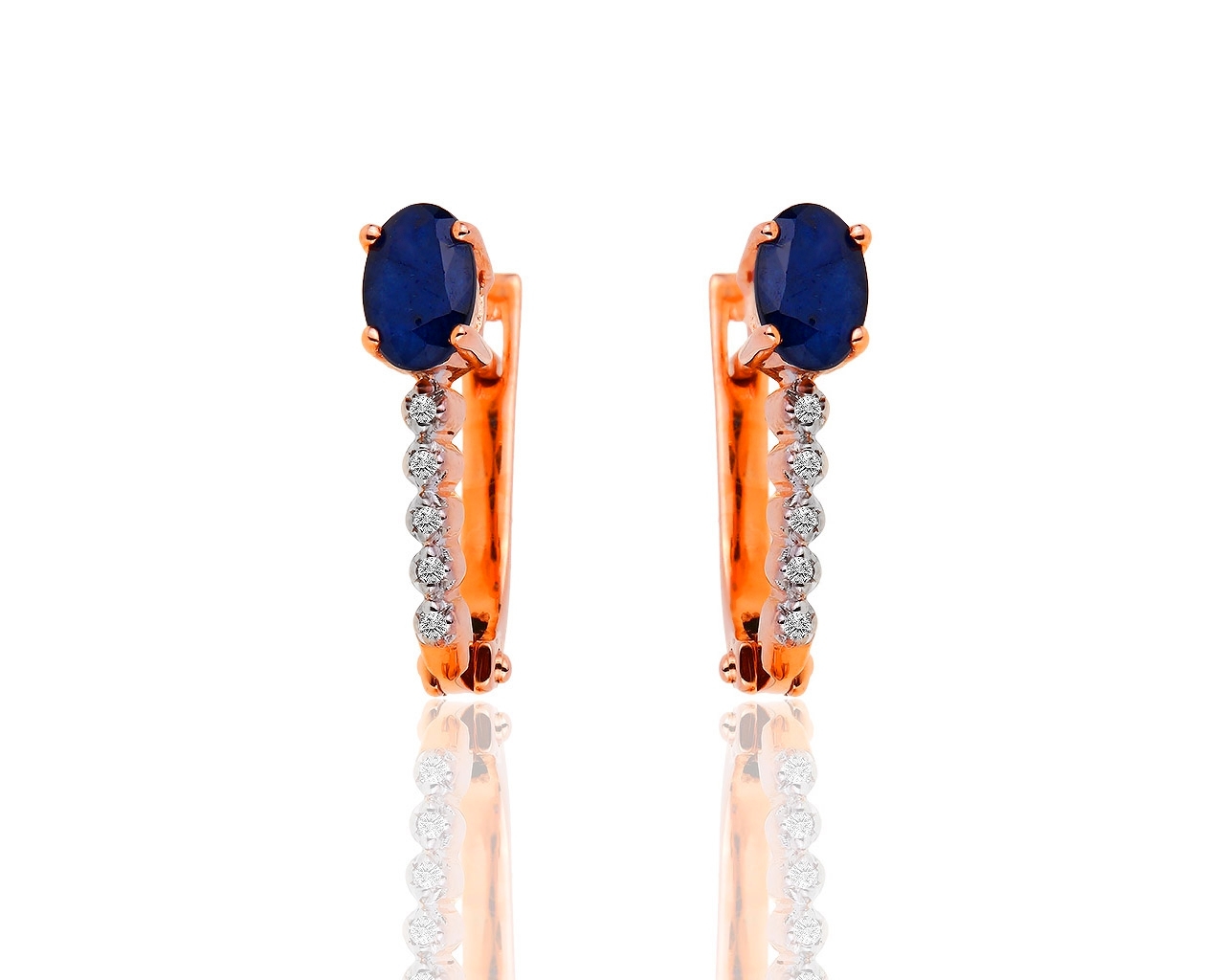 Золотые серьги с бриллиантами и сапфирами 0.70ct 200418/3 Золотые серьги с бриллиантами и сапфирами 0.70ct 200418/3