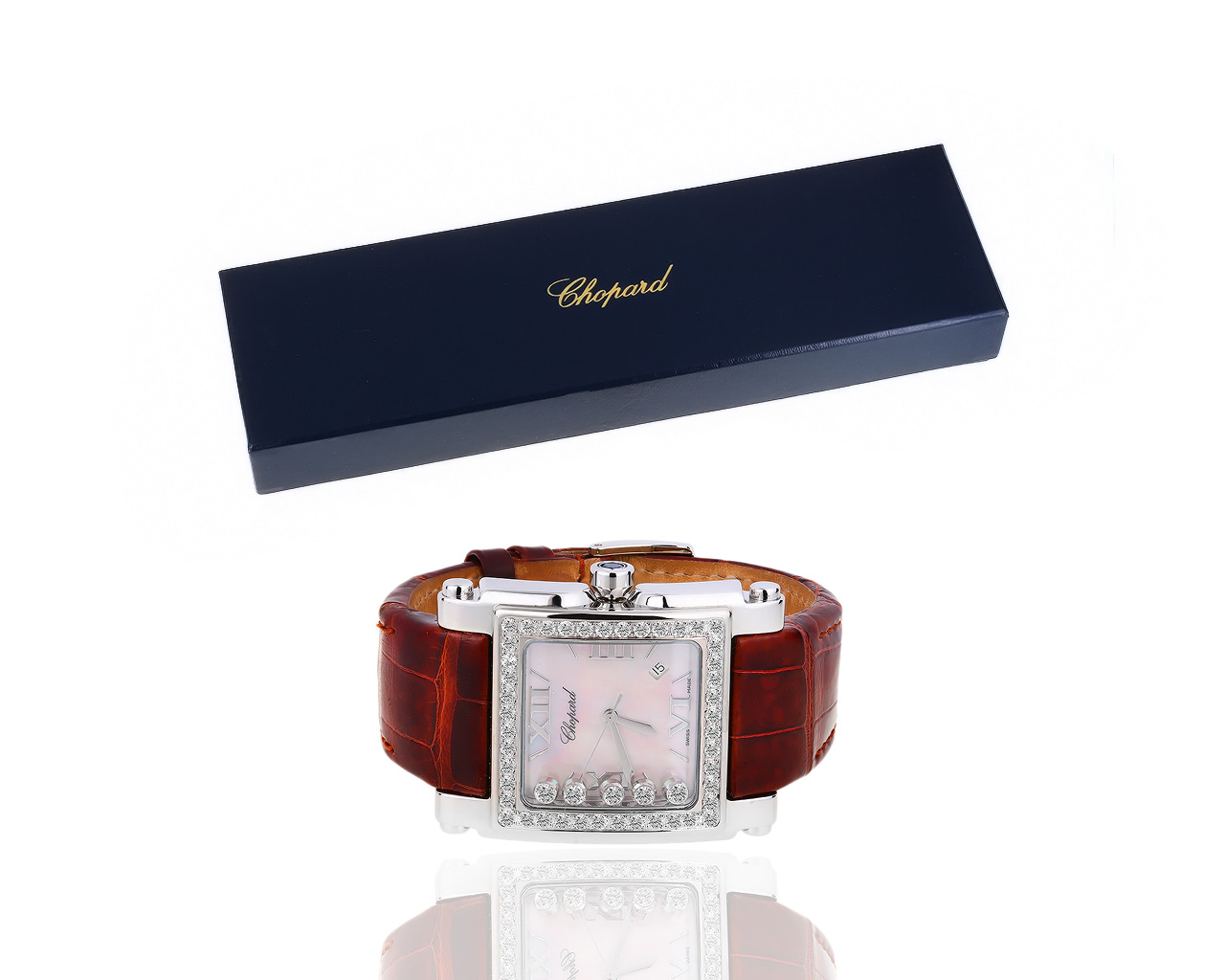 Часы с сапфиром и бриллиантами 2.26ct Chopard Happy Sport
