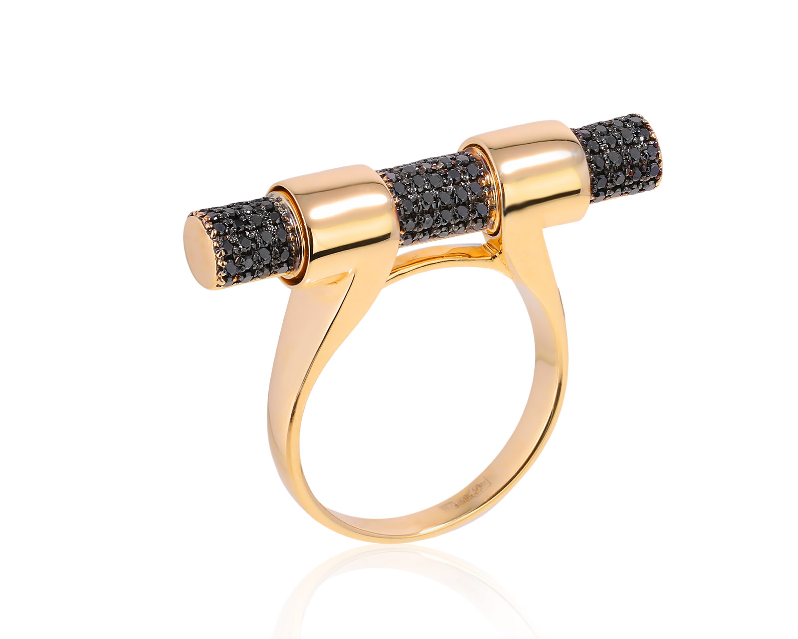 Золотое кольцо с черными бриллиантами 0.46ct 141224/5