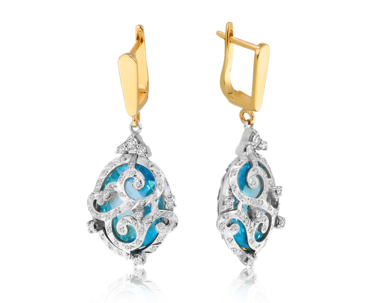 Винтажные золотые серьги с топазами 14.55ct СССР 060421/4