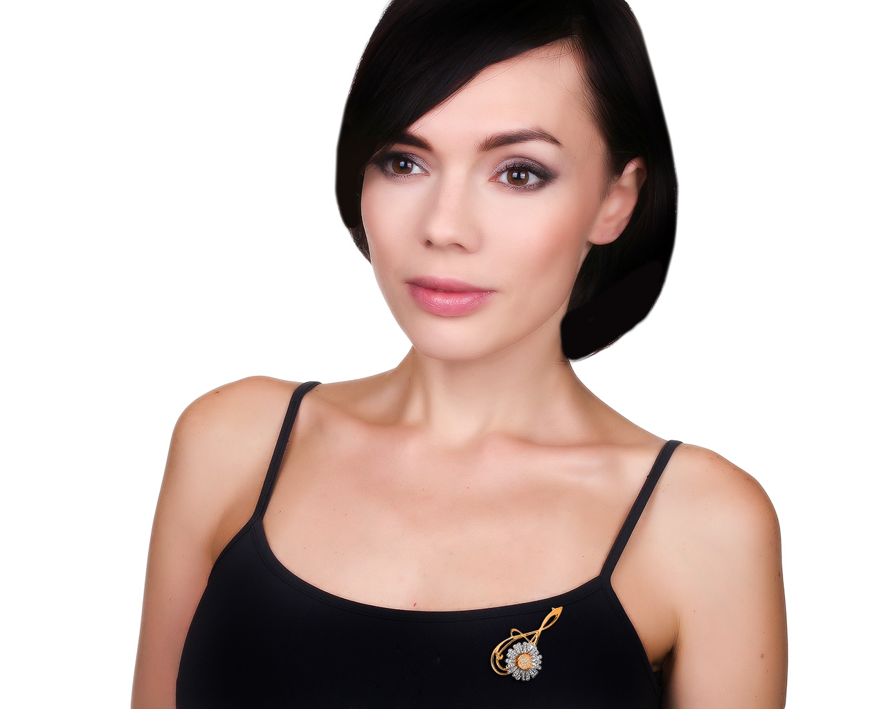 Шикарная золотая брошь с бриллиантами 0.73ct