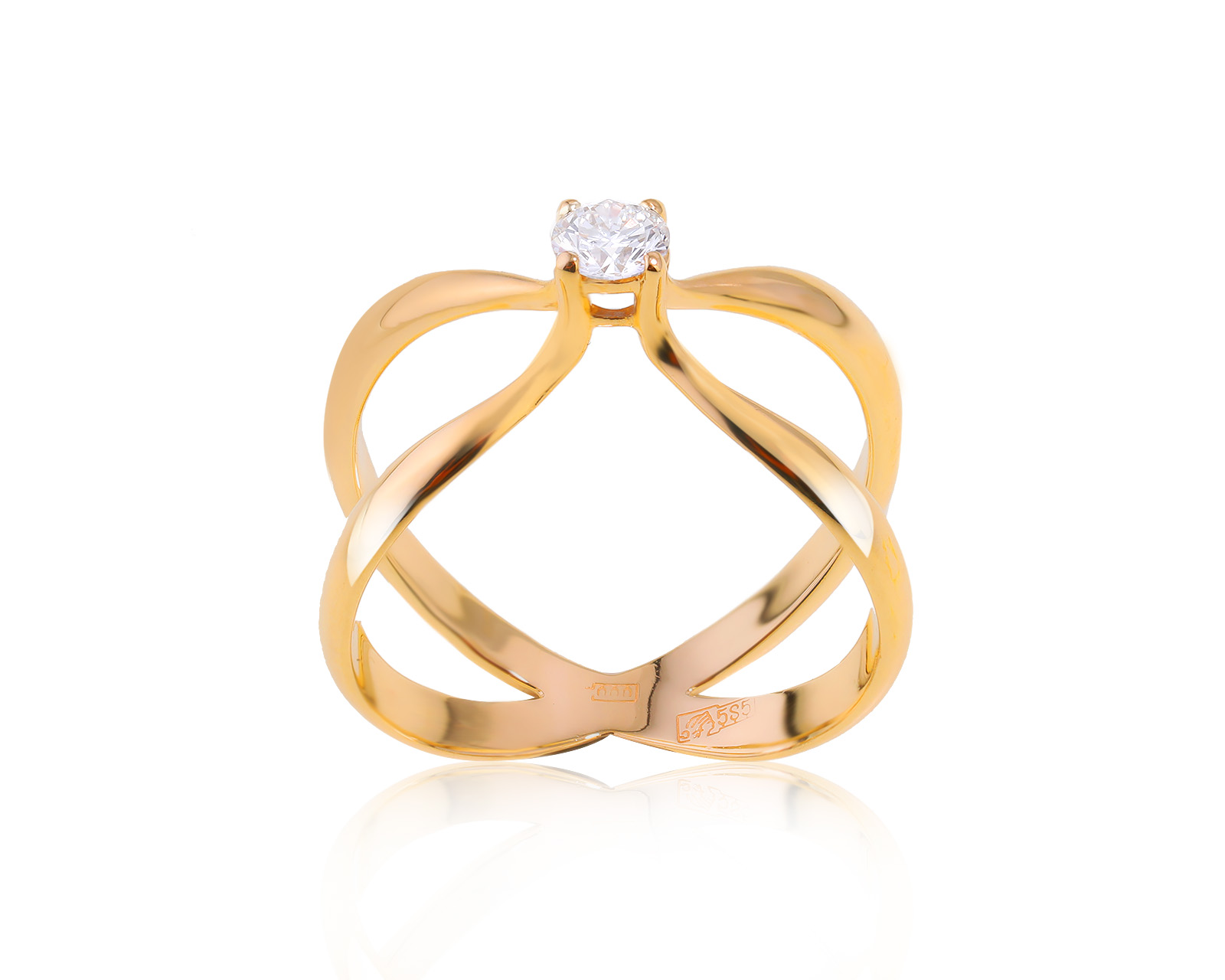 Золотое кольцо с бриллиантом 0.22ct