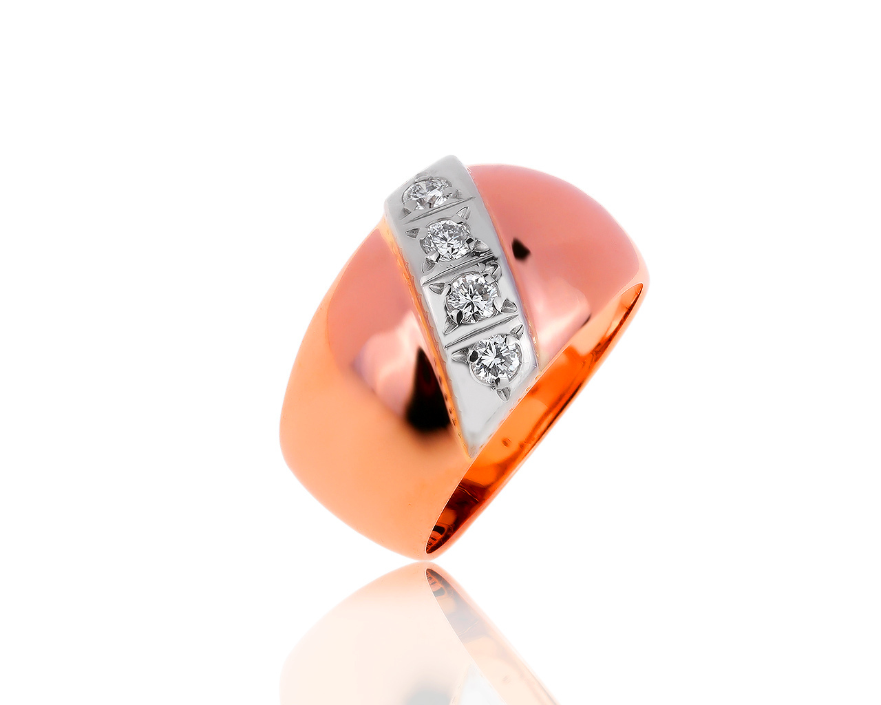 Эстетичное золотое кольцо с бриллиантами 0.25ct 091119/2