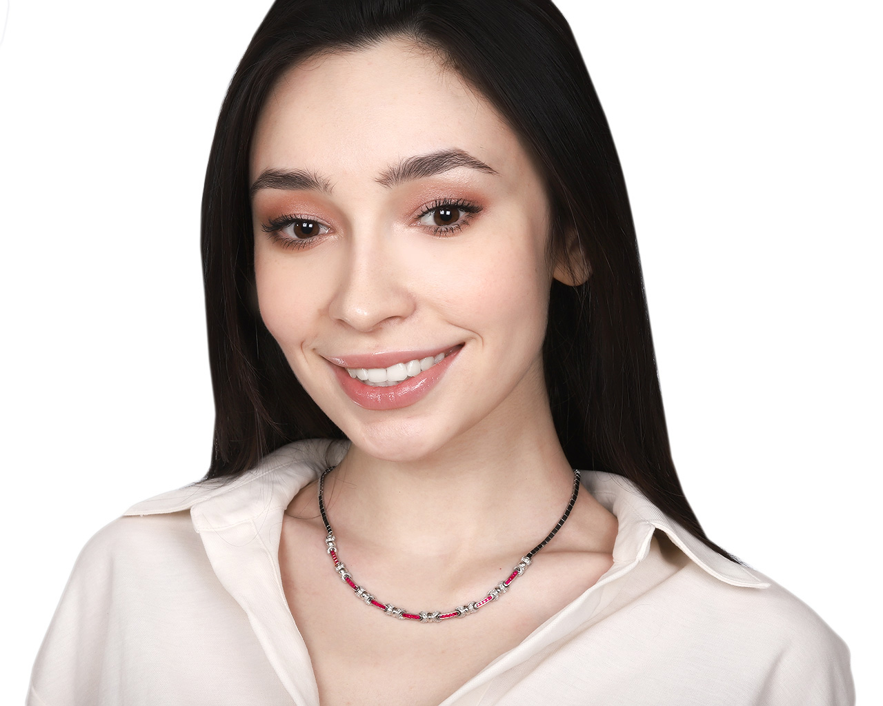 Чарующее золотое колье с рубинами 1.05ct