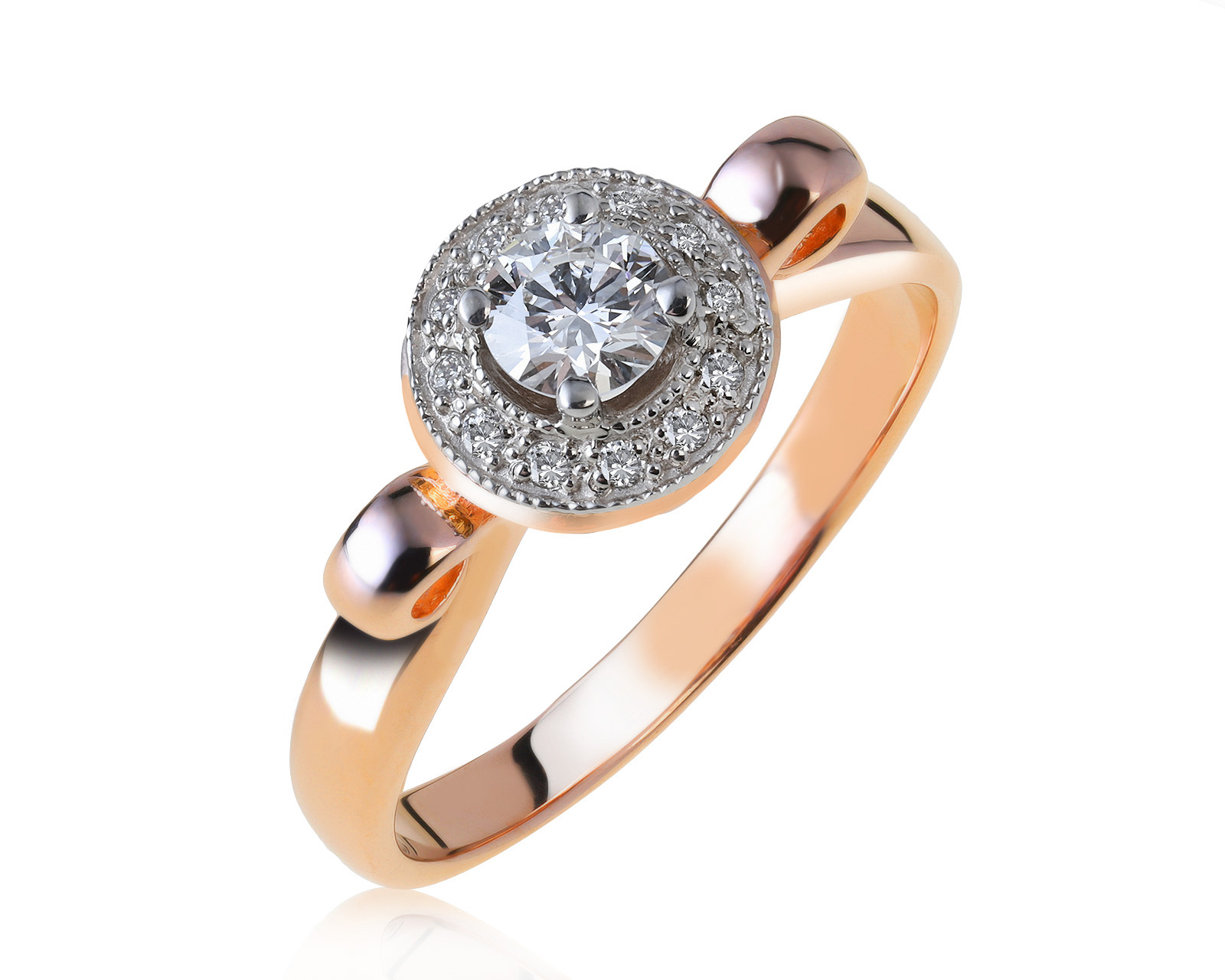 Прелестное золотое кольцо с бриллиантами 0.36ct