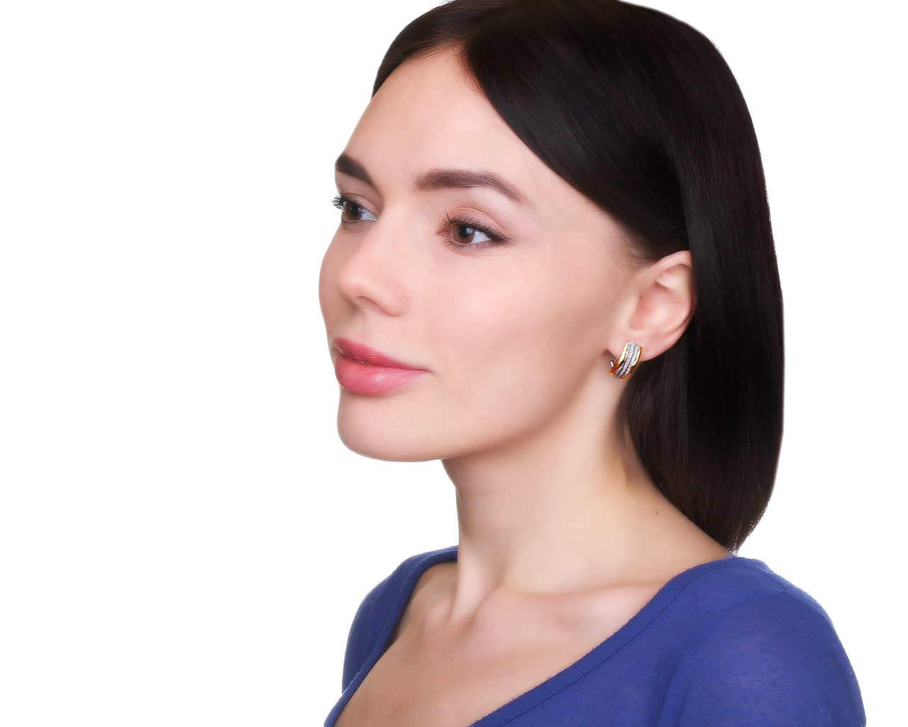 Притягательные золотые серьги с бриллиантами 0.40ct