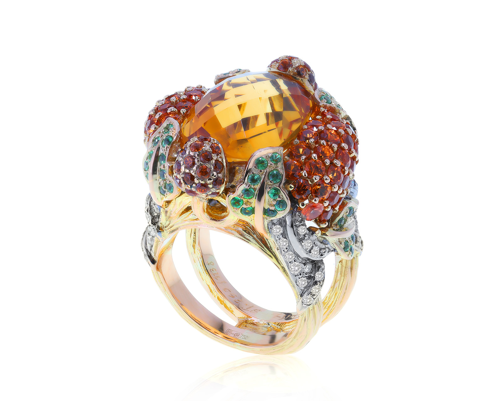 Коктейльное золотое кольцо с цветными камнями 21.95ct 280522/10