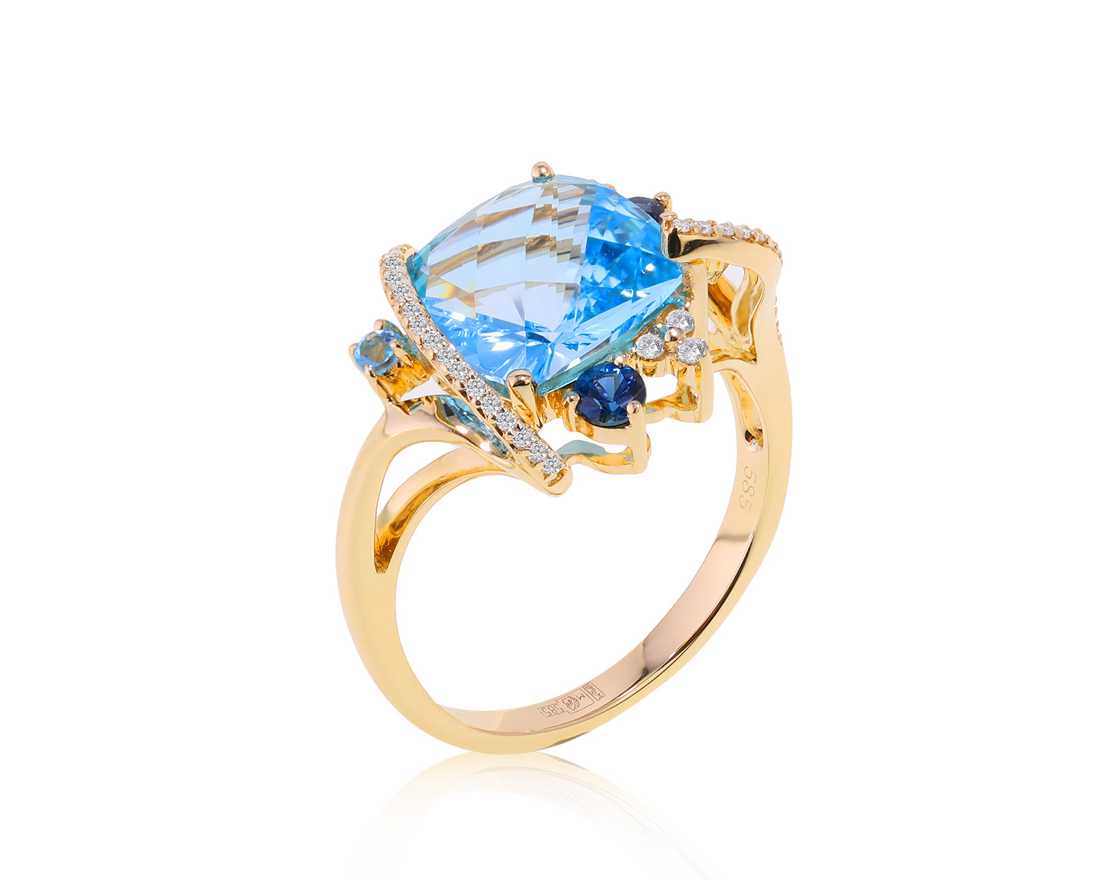 Модное золотое кольцо с топазами 4.97ct 220522/3