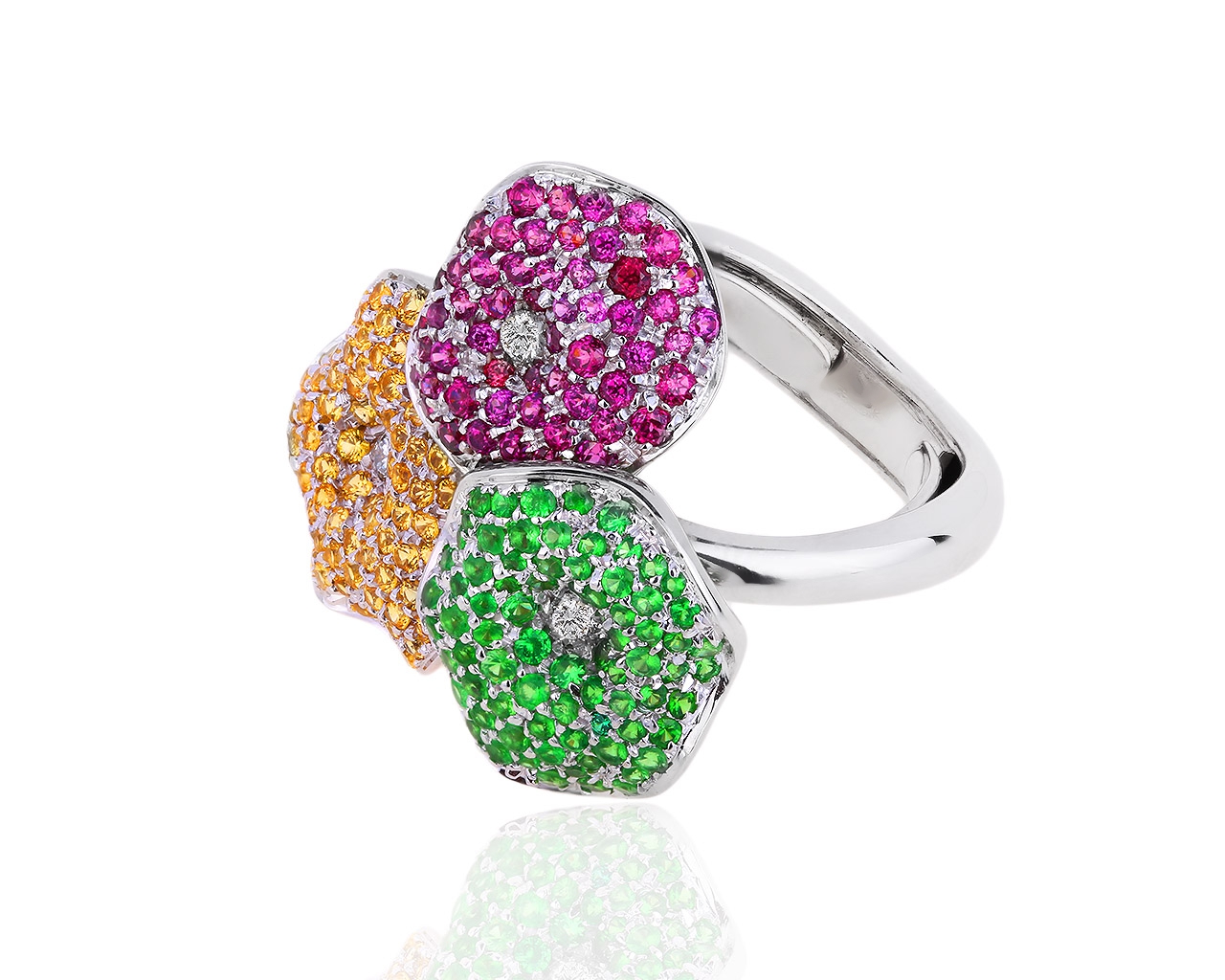 Оригинальное золотое кольцо с сапфирами и турмалинами Palmiero 290818/2