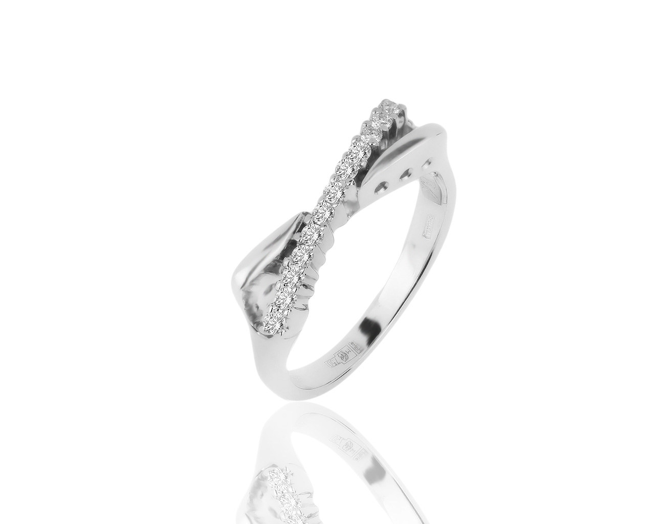 Оригинальное золотое кольцо с бриллиантами 0.15ct Recarlo 101119/8