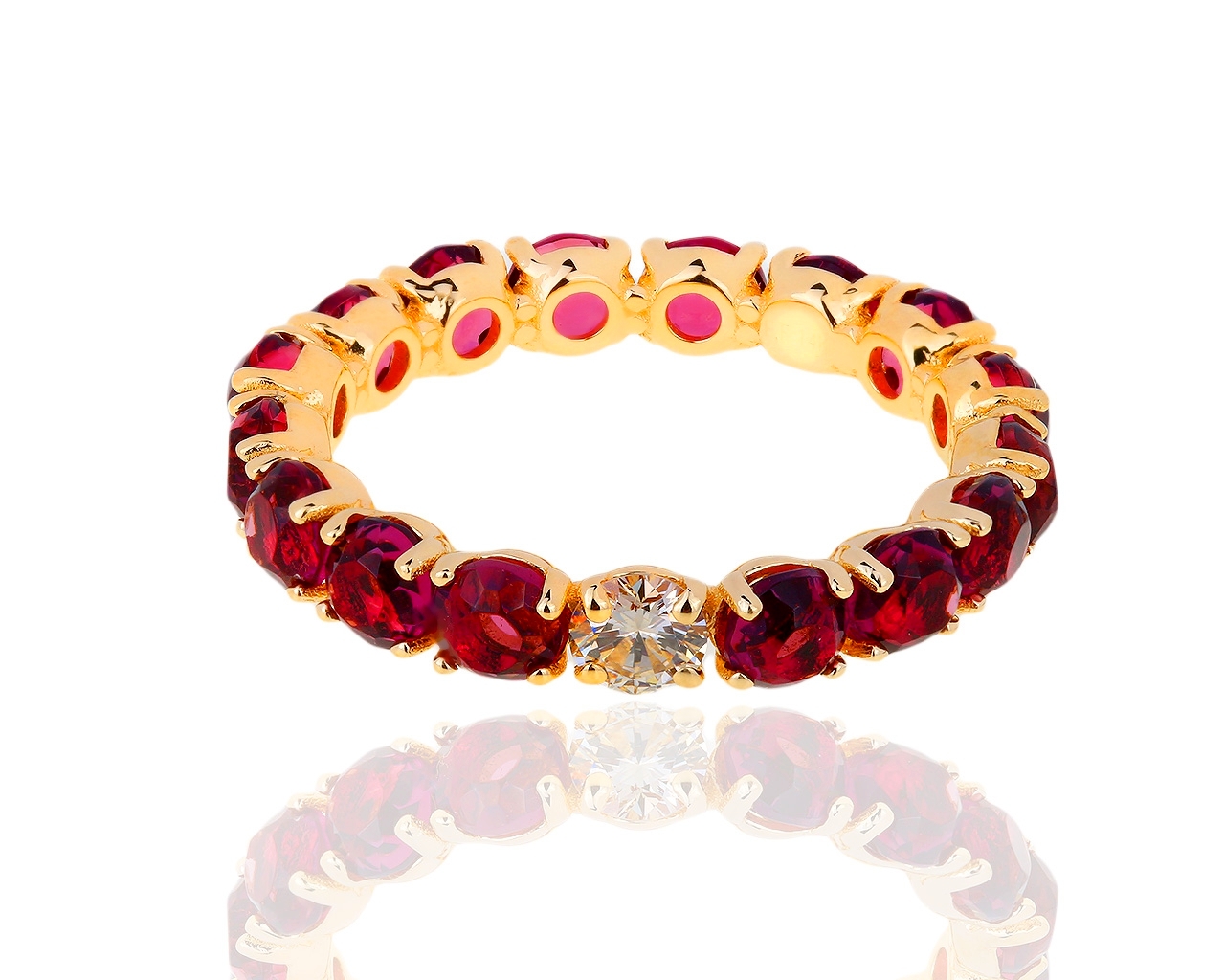 Золотое кольцо с аметистами и бриллиантом 0.25ct 250119/4