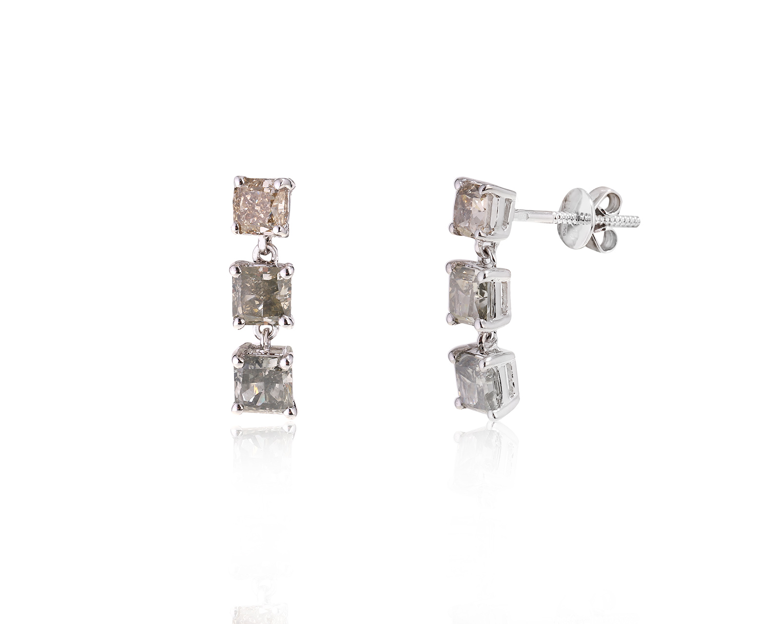 Потрясающие золотые серьги с бриллиантами 2.98ct 051022/11