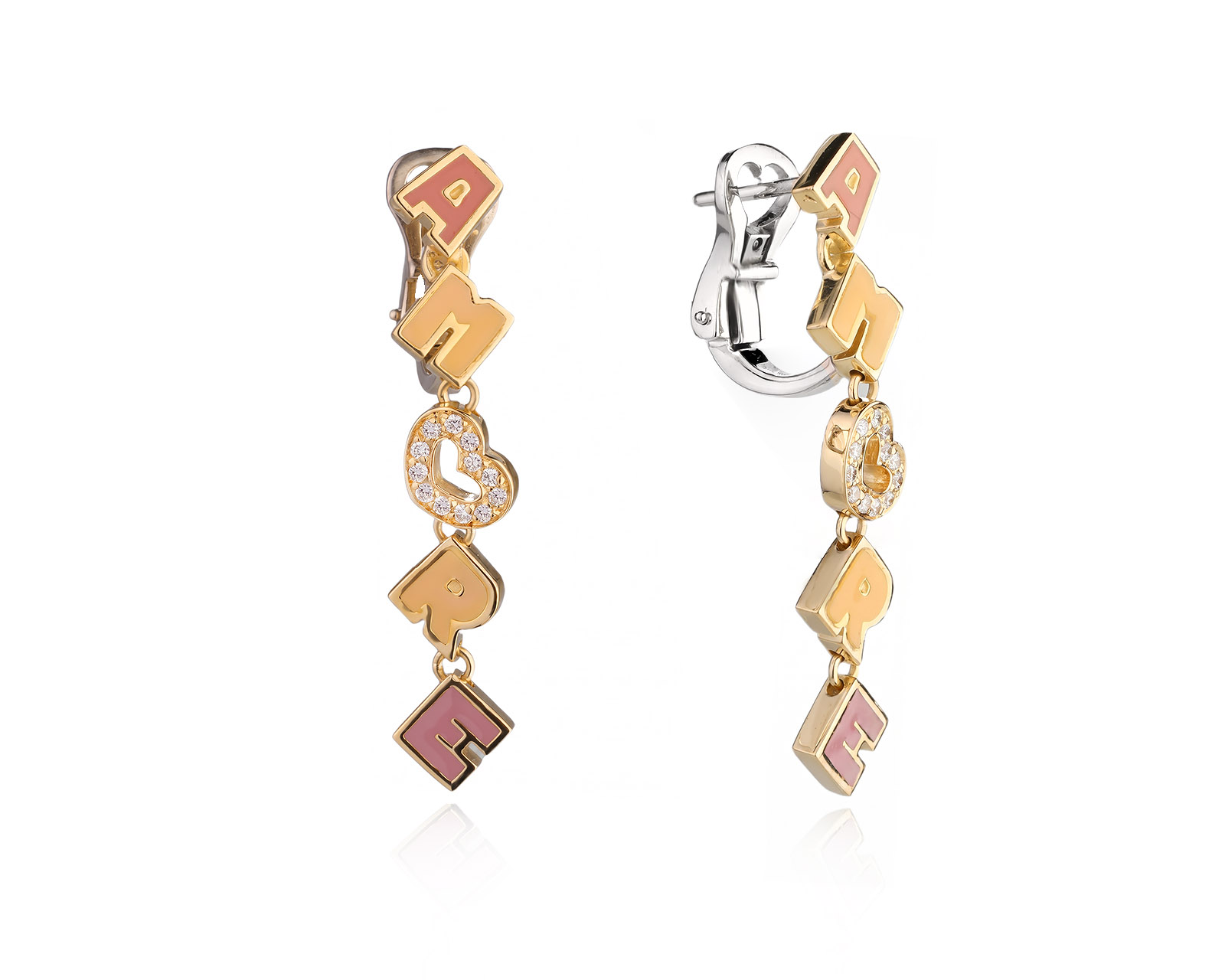 Оригинальные золотые серьги с бриллиантами 0.14ct Pasquale Bruni Amore