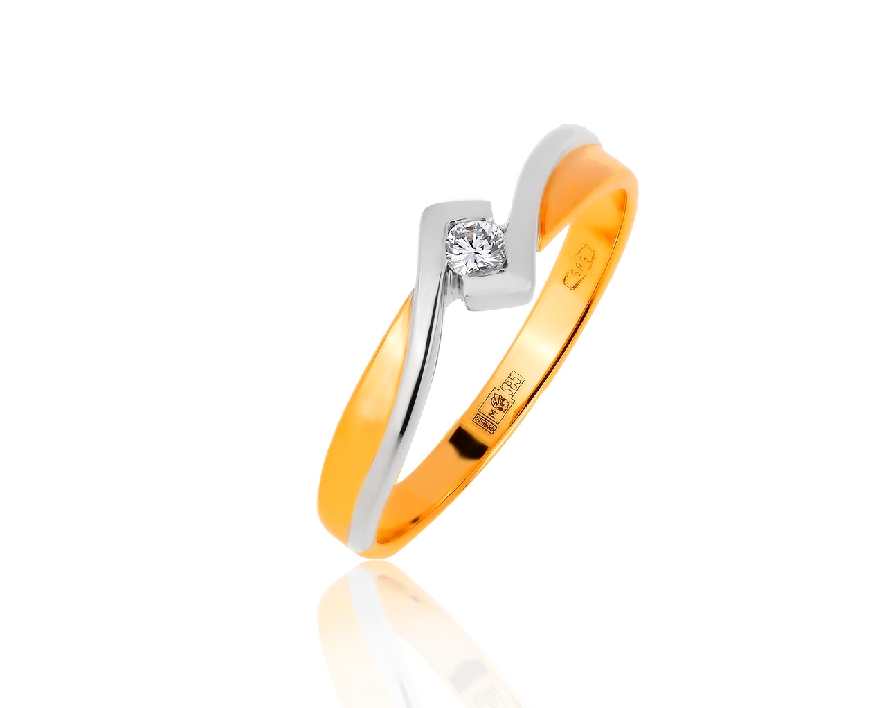Престижное золотое кольцо с бриллиантом 0.07ct 220618/24