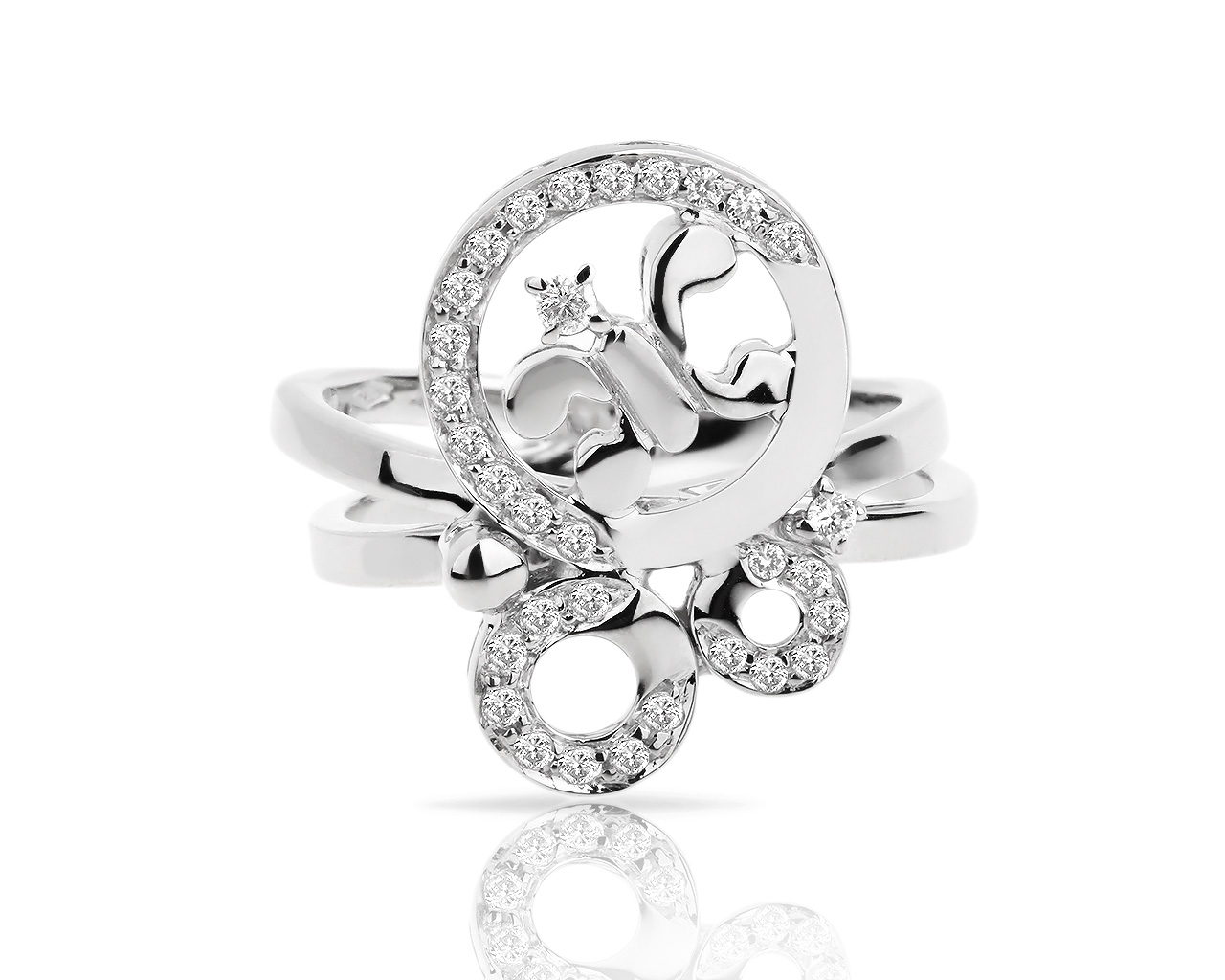 Модное золотое кольцо с бриллиантами 0.22ct Korloff