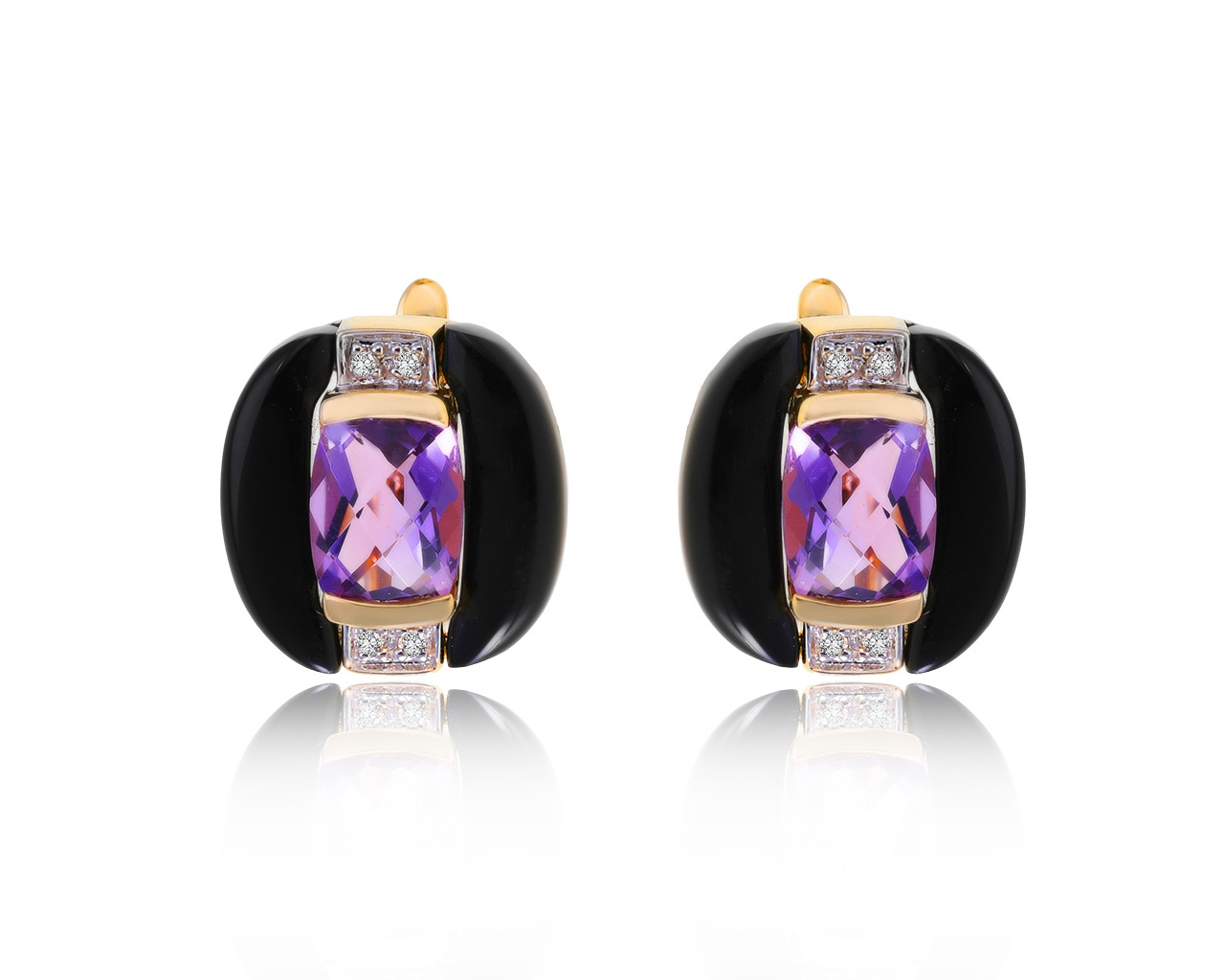 Модные золотые серьги с аметистами 1.81ct 021120/9