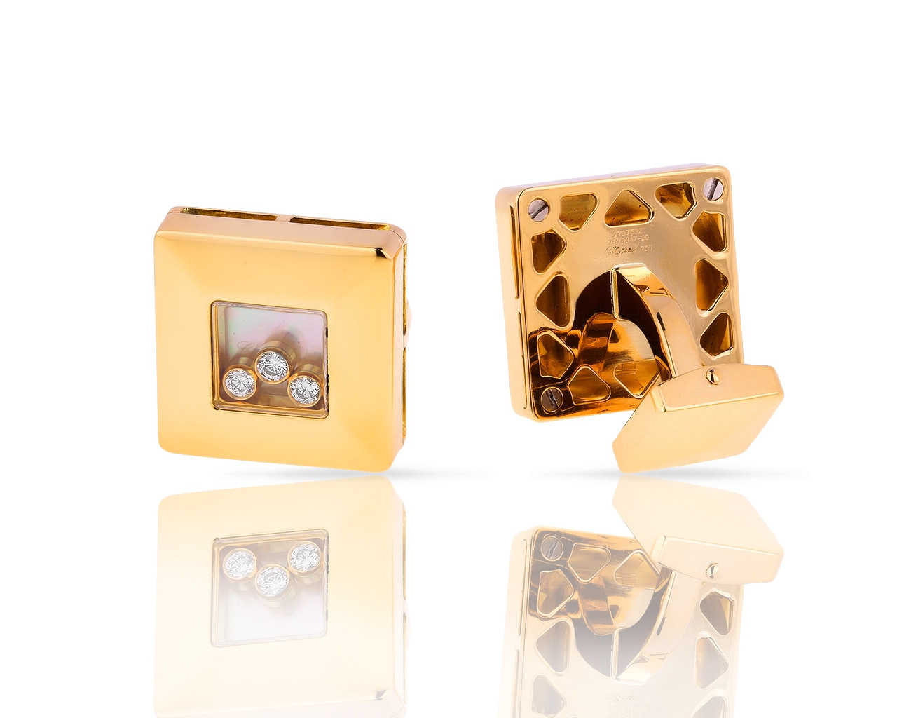 Золотые запонки с бриллиантами 0.30ct Chopard