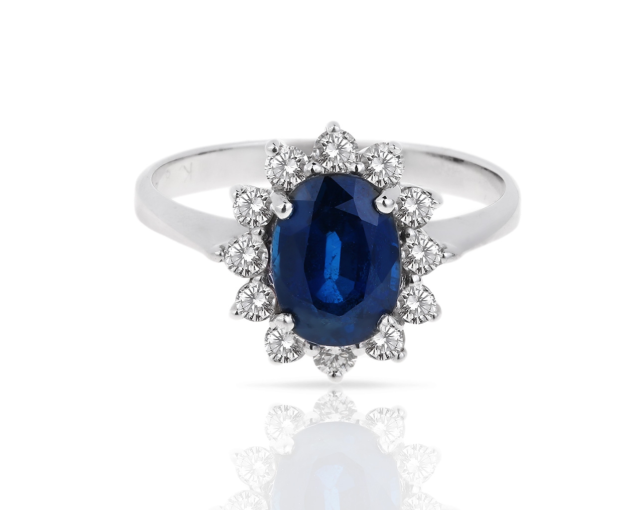 Золотое кольцо с бриллиантами 0.32ct и сапфиром 1.45ct 040618/7