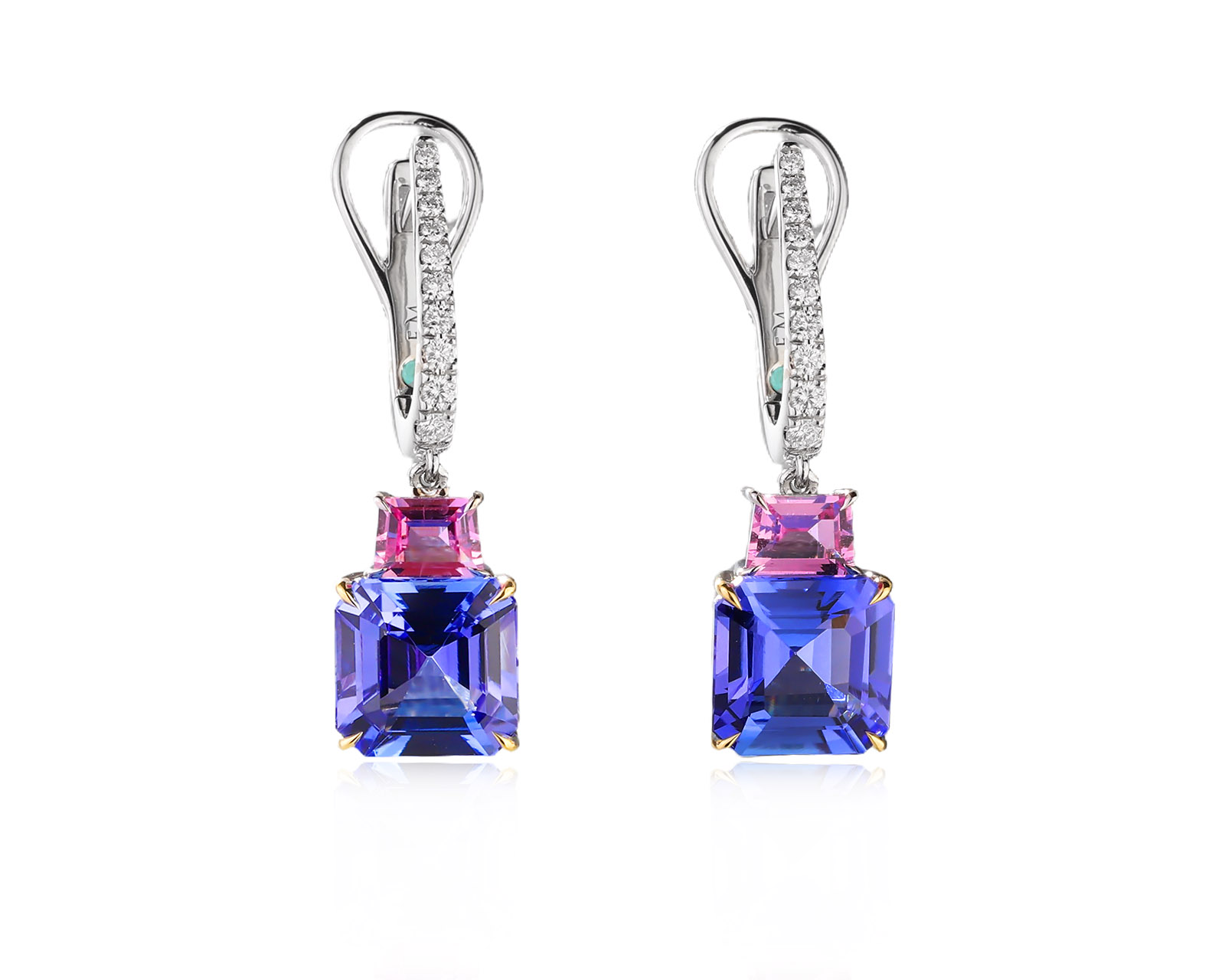 Золотые серьги с танзанитами 5.08ct и розовыми сапфирами 0.80ct Evgeny Matveev 310826/Б336