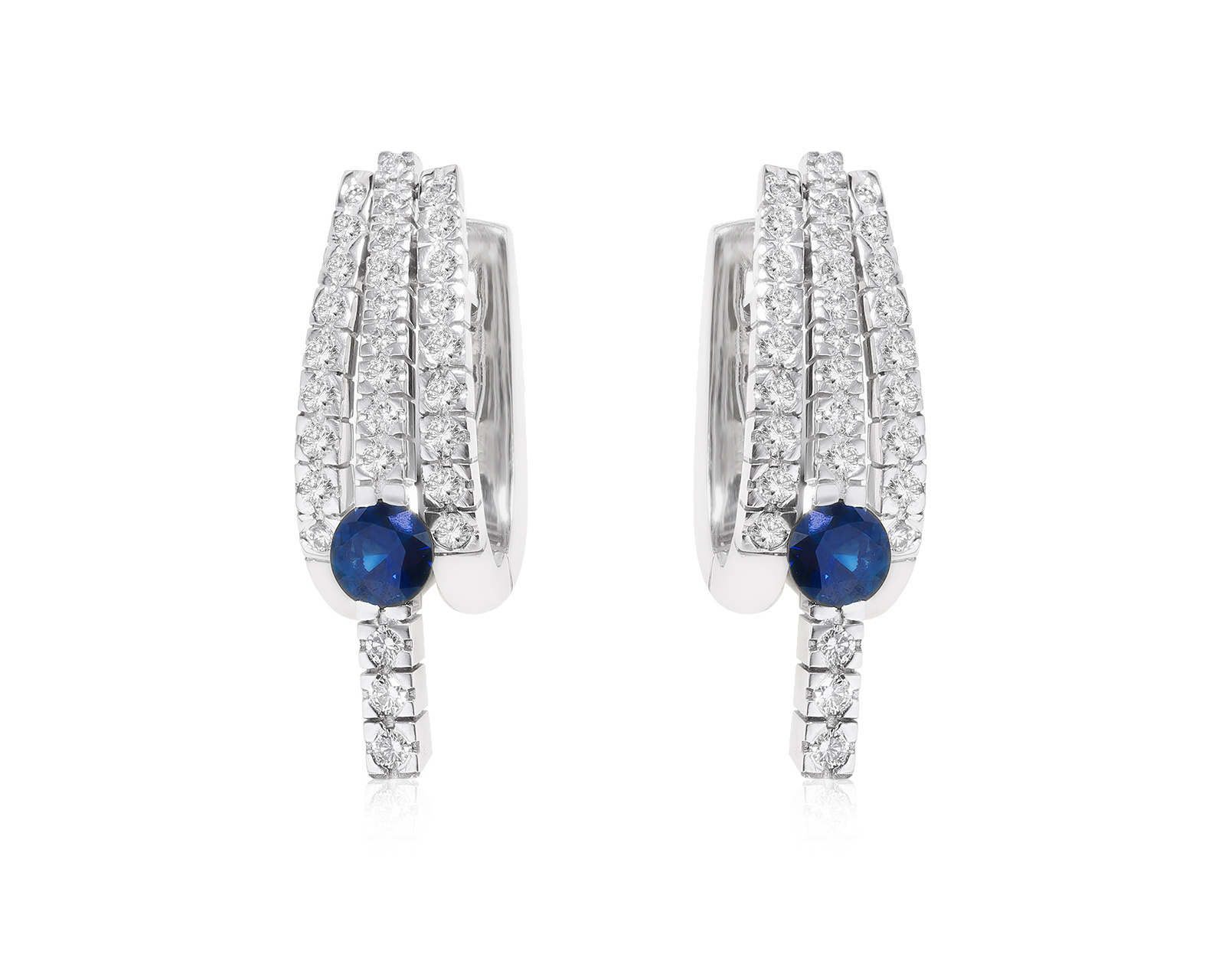 Потрясающие золотые серьги с сапфирами 1.24ct