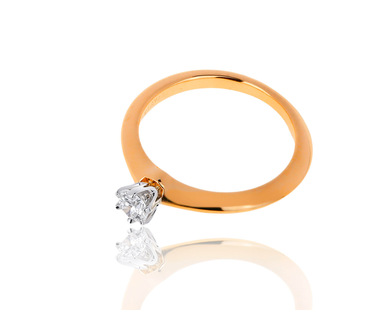 Оригинальное золотое кольцо с бриллиантом 0.20ct Tiffany&Co