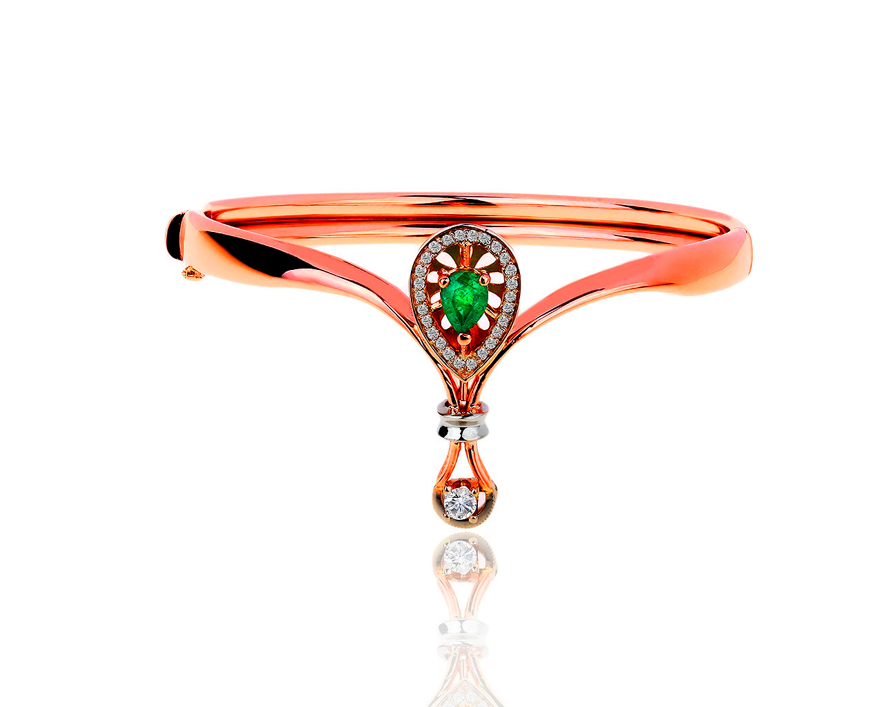 Золотой браслет с бриллиантами 0.27ct и изумрудом 0.65ct 060519/18