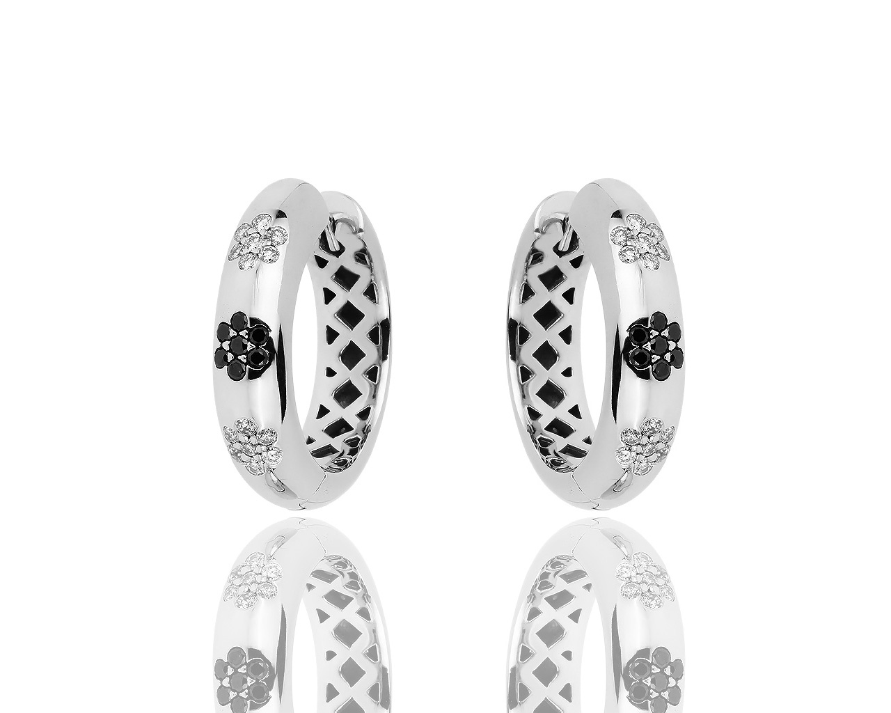 Золотые серьги с черными и белыми бриллиантами 0.45ct 170718/6