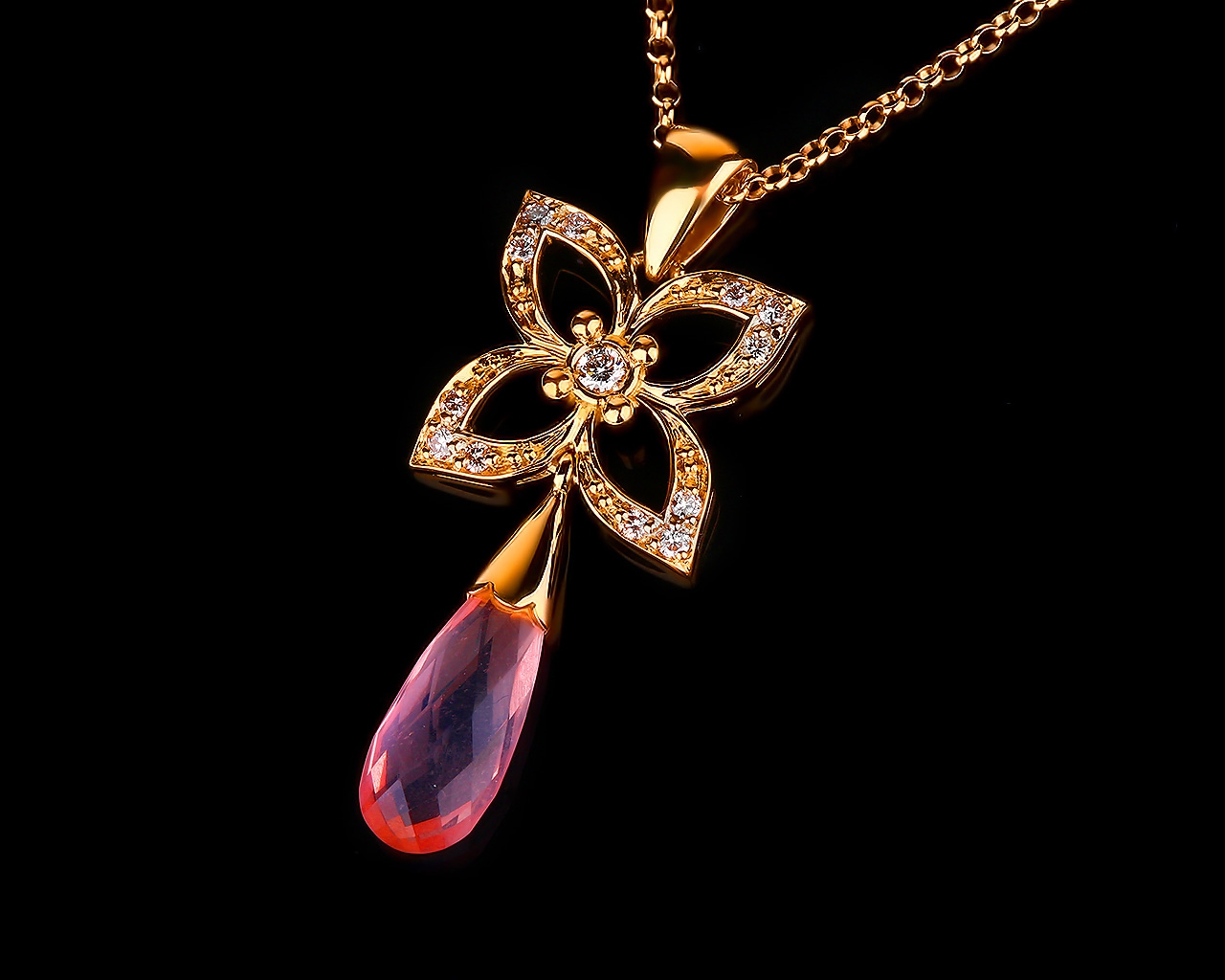 Модная бриллиантовая подвеска с розовым аметистом 060517/5