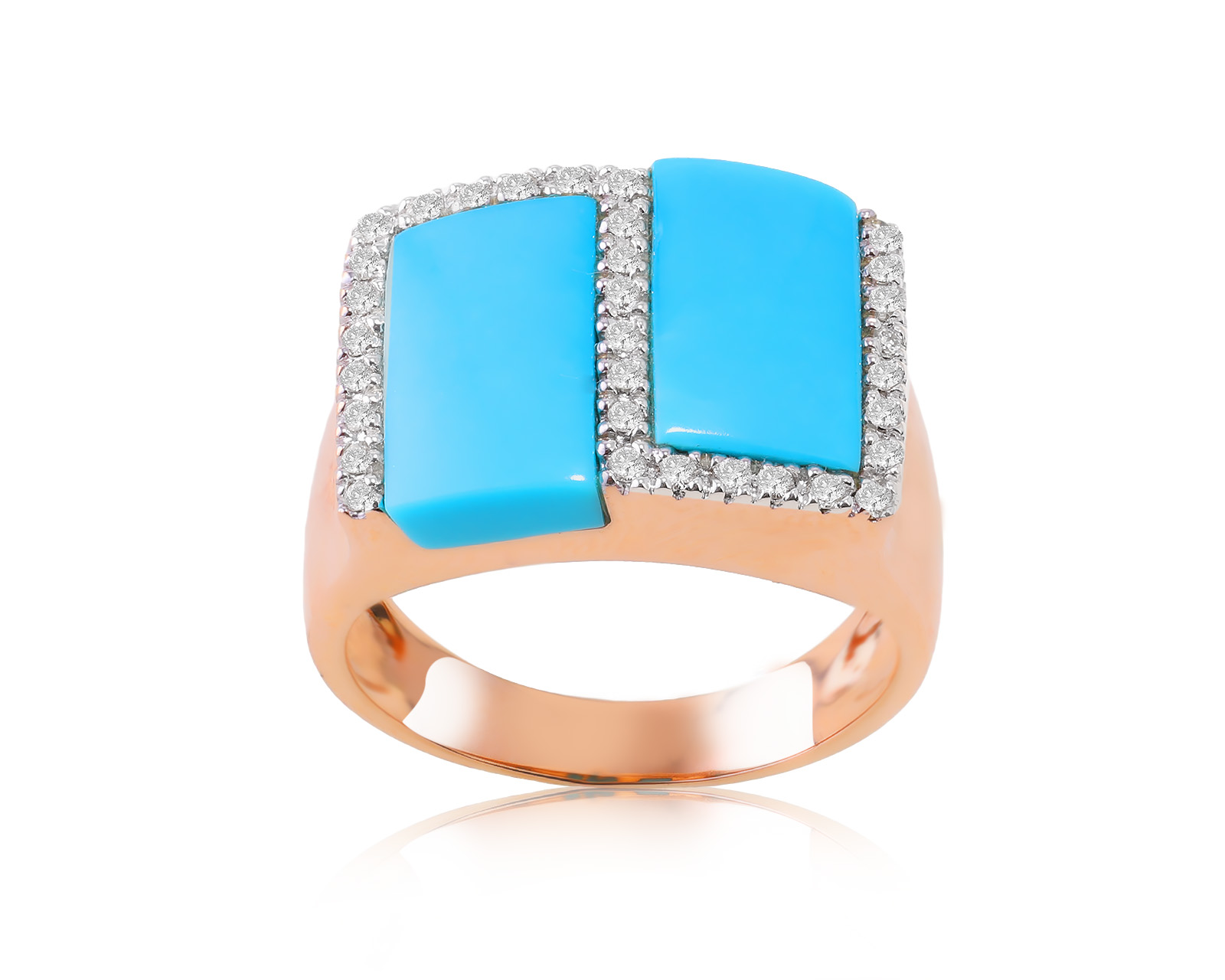Золотое кольцо с бирюзой 4.06ct и бриллиантами 0.19ct 211223/4