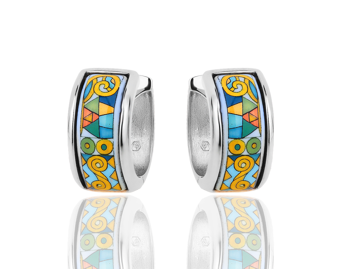 Оригинальные золотые серьги с цветными эмалями Frey Wille 070317/4